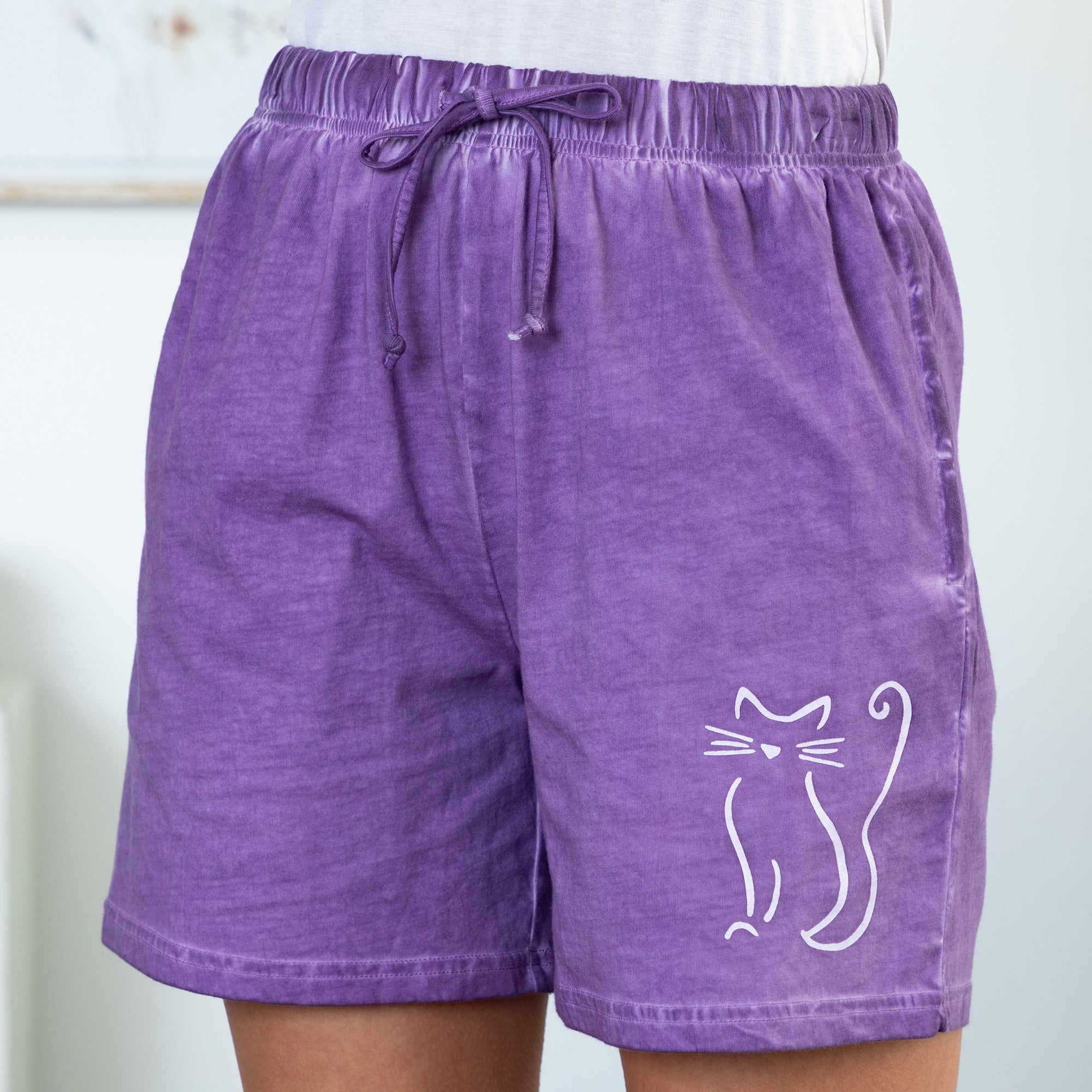 Premium Vintage Acid Wash Ladies Shorts - Pet Love Collection