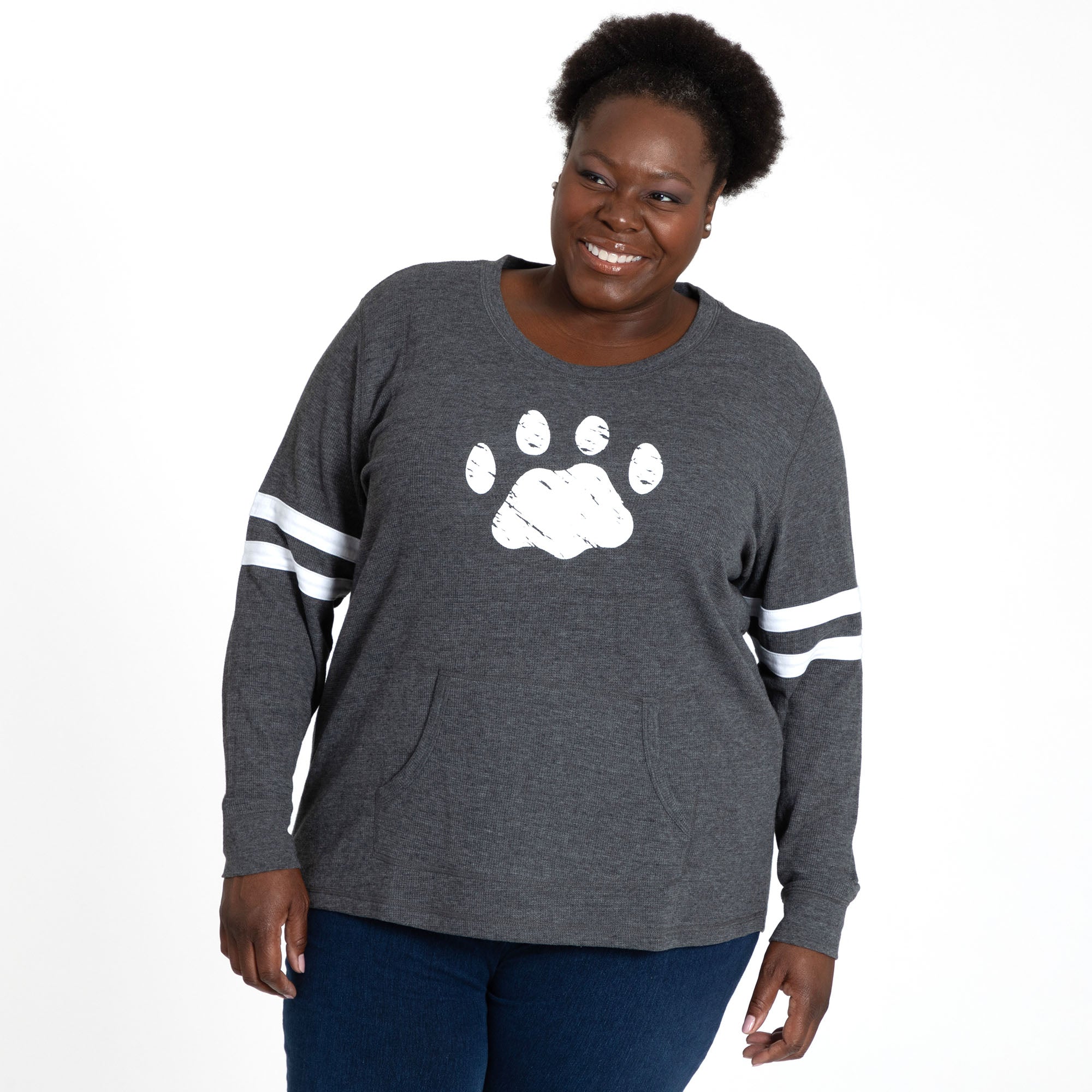 Premium Paw Stripe Thermal Long Sleeve Top - Ultimate Comfort for Pet Lovers