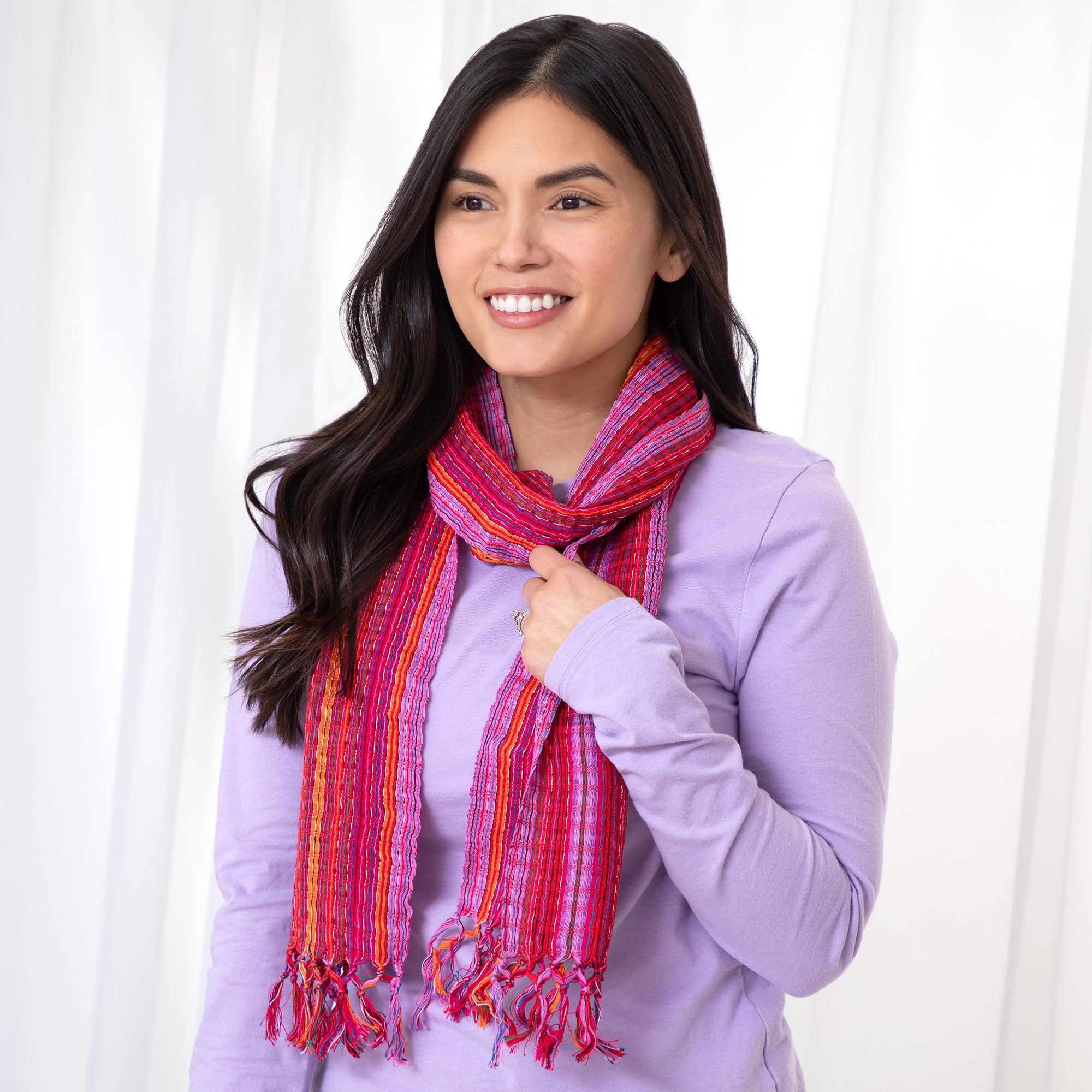 Premium Kaleidoscope Cotton Scarf - Handwoven in Guatemala