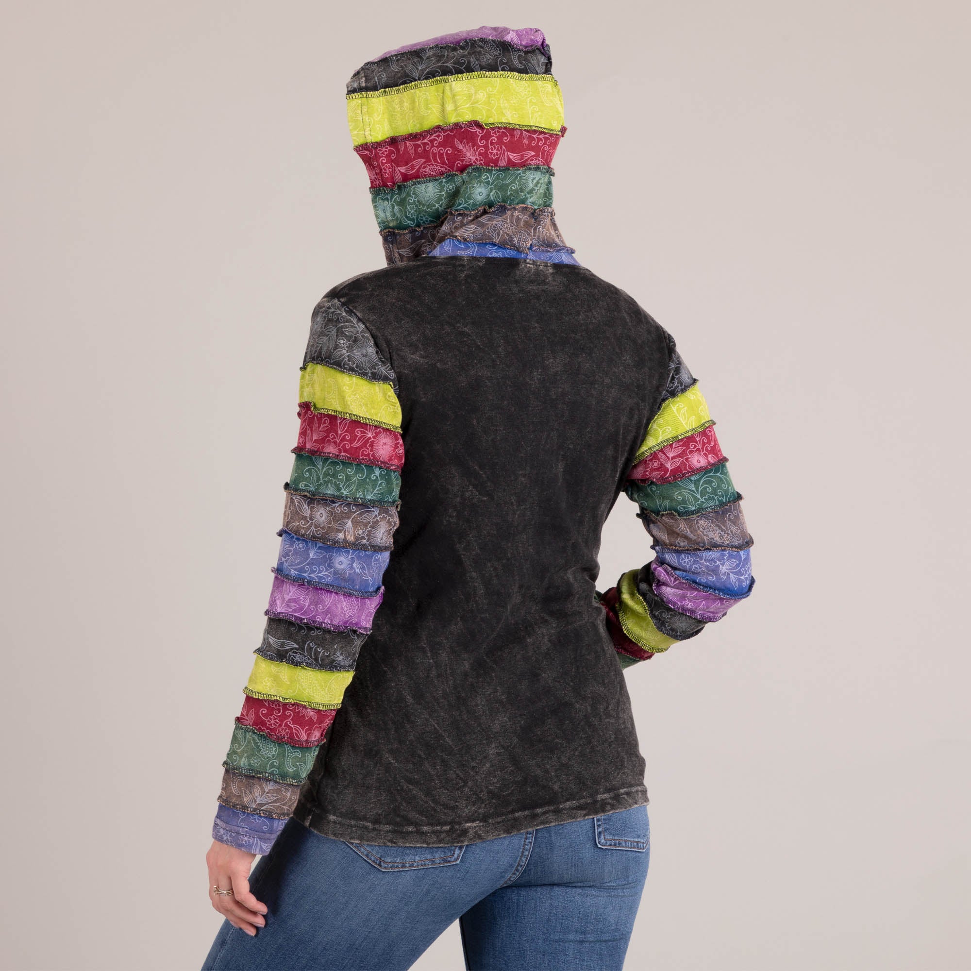 Premium Handmade Fair Trade Zip Hoodie | Bold Floral Block Print