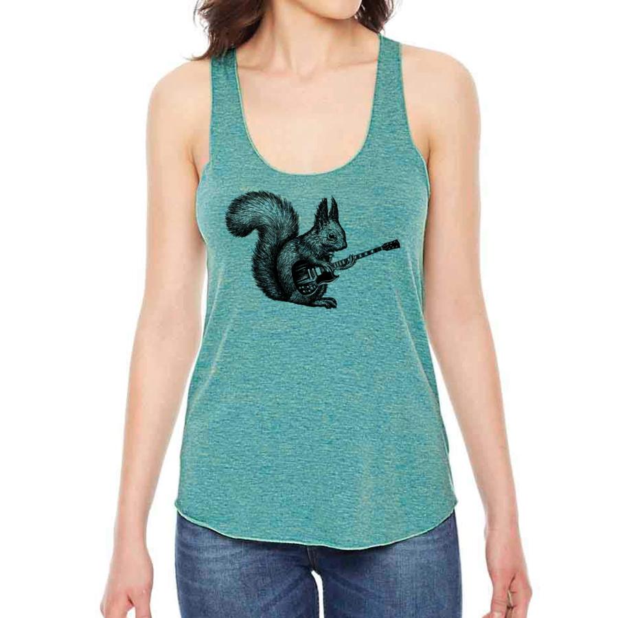 Premium Squirrel Guitarist Racerback Tank Top