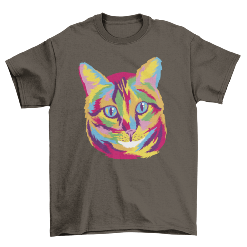 Premium Colorful Cat Face Graphic Tee - Unisex Cotton T-Shirt