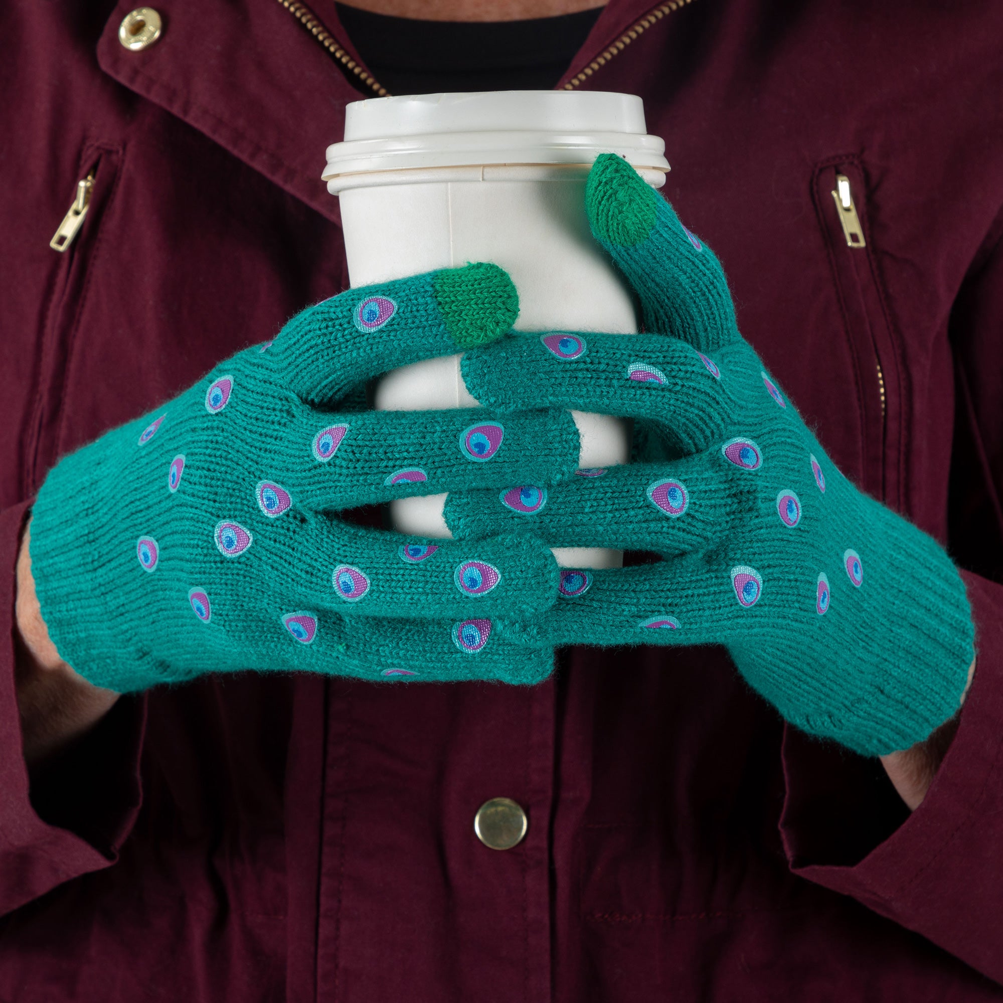 Premium Peacock Print Touch Screen Gloves - Ultimate Winter Essential