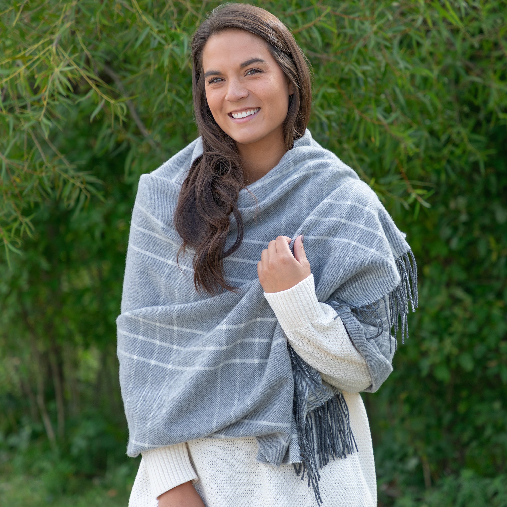 Premium Ukrainian Merino Wool & Cashmere Plaid Shawl - Ultimate Winter Comfort