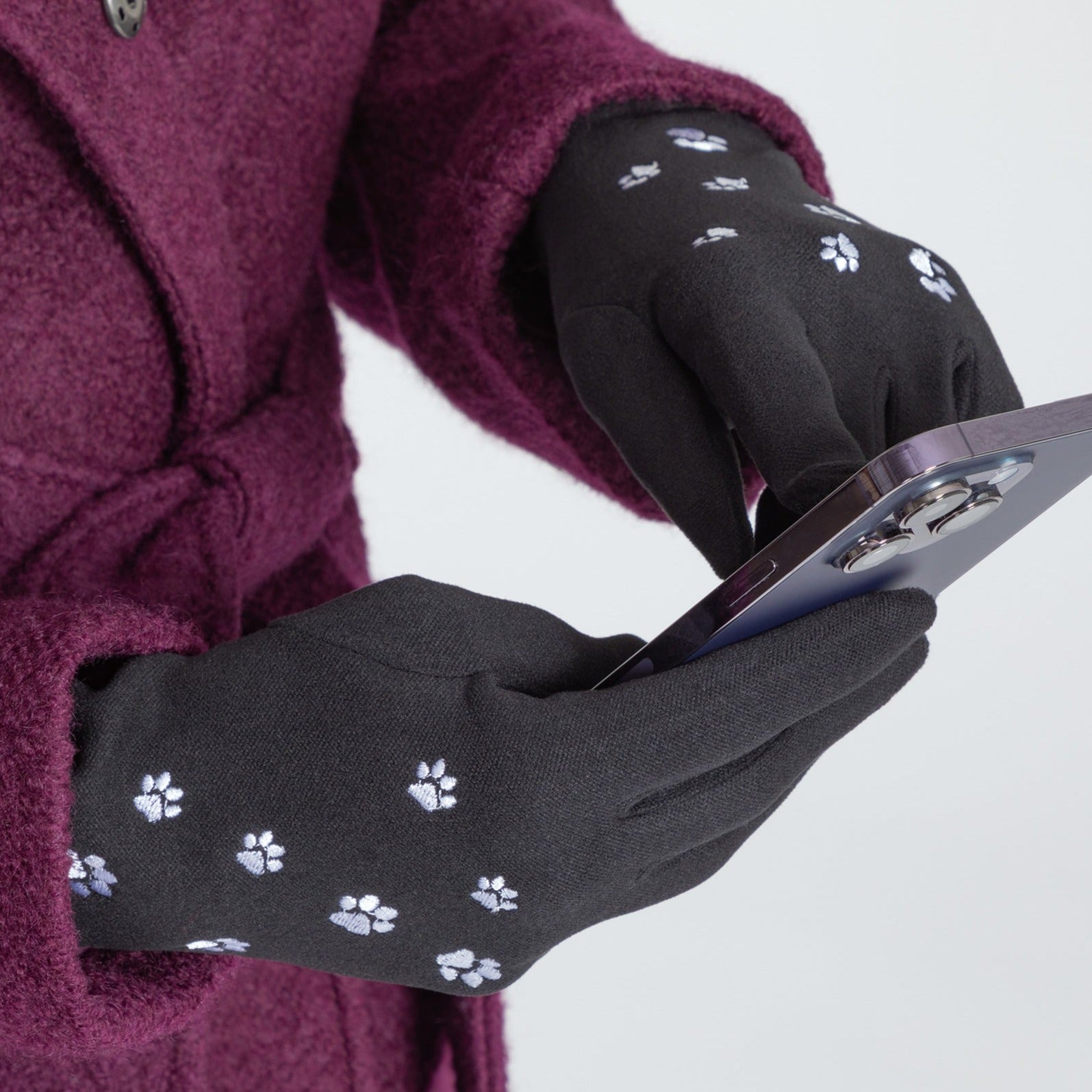 Premium Touch-Screen Gloves with Paw Print Design