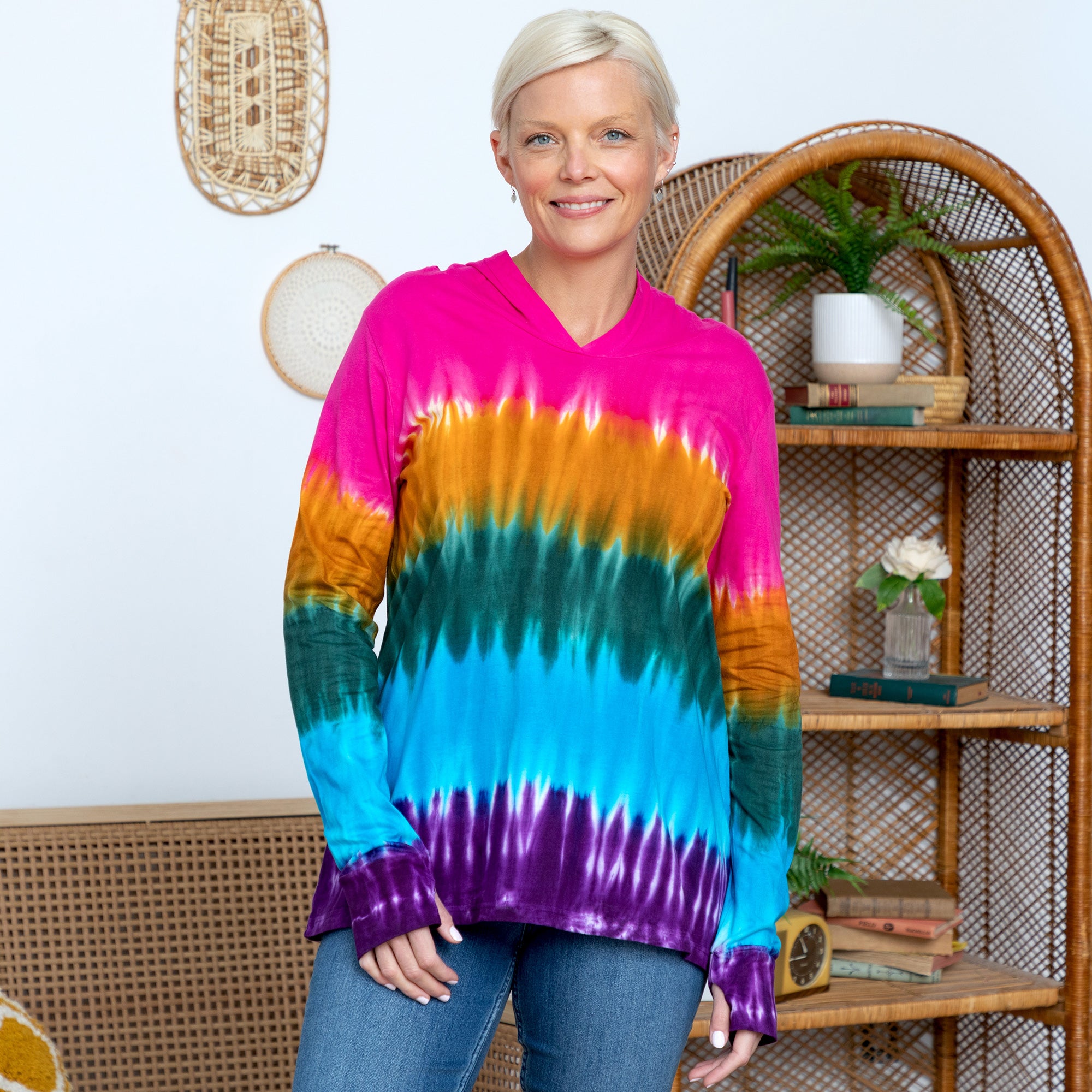 Ultimate Rainbow Tie-Dye Hooded Tunic - Premium Comfort & Style