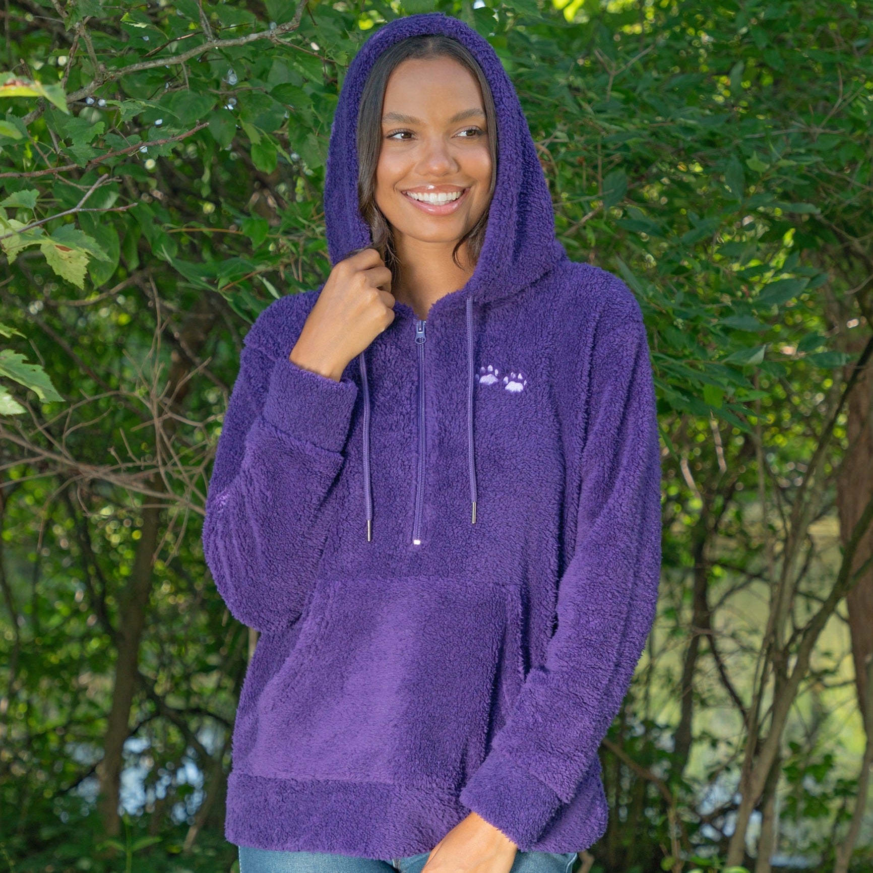 Premium Purple Paws Sherpa Fleece Hoodie - Ultimate Warmth & Style