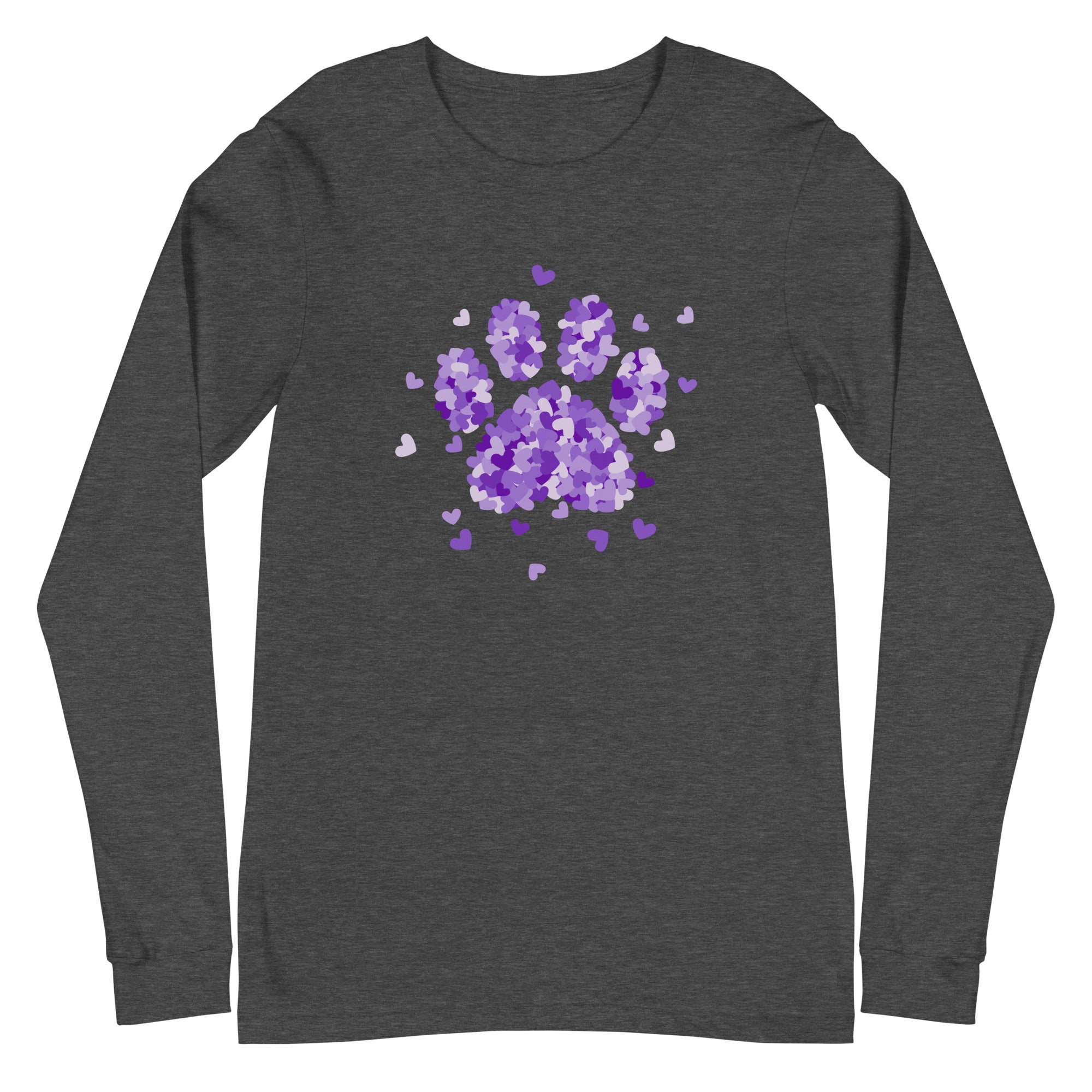 Premium Purple Paw Print of Hearts Long Sleeve Tee - Ultimate Comfort & Style