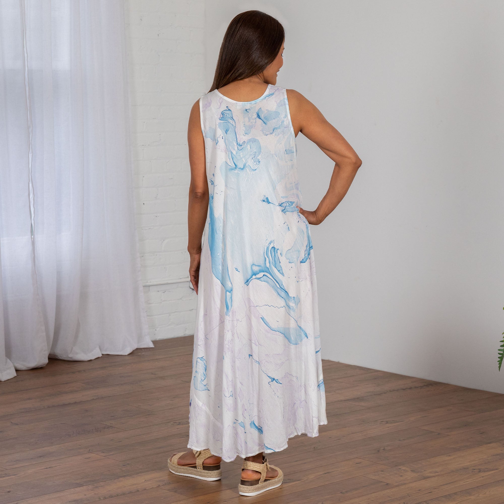 Premium Handcrafted Marbleous Paw Print Maxi Dress