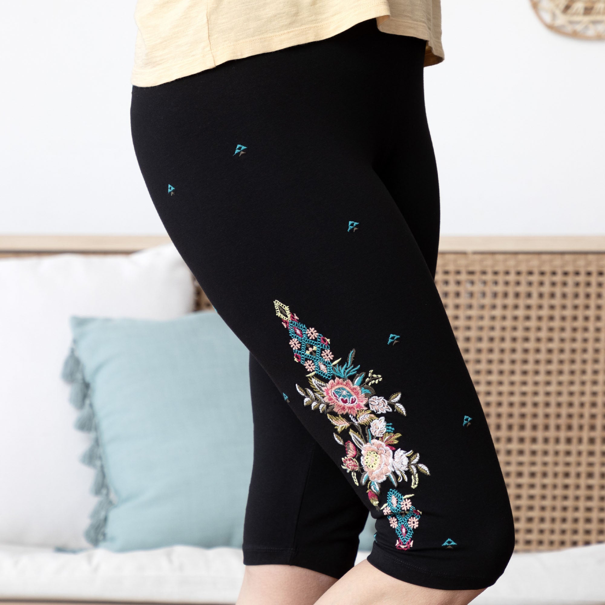 Premium Embroidered Stretch Capris - Ultimate Comfort & Style