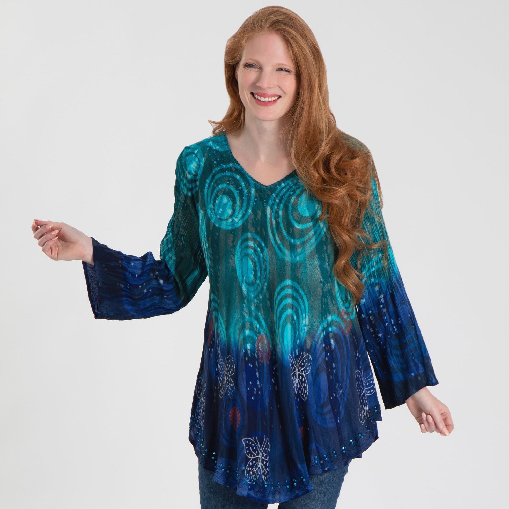 Premium Swirls Of the Sea Long Sleeve Tunic - Ultimate Comfort & Style