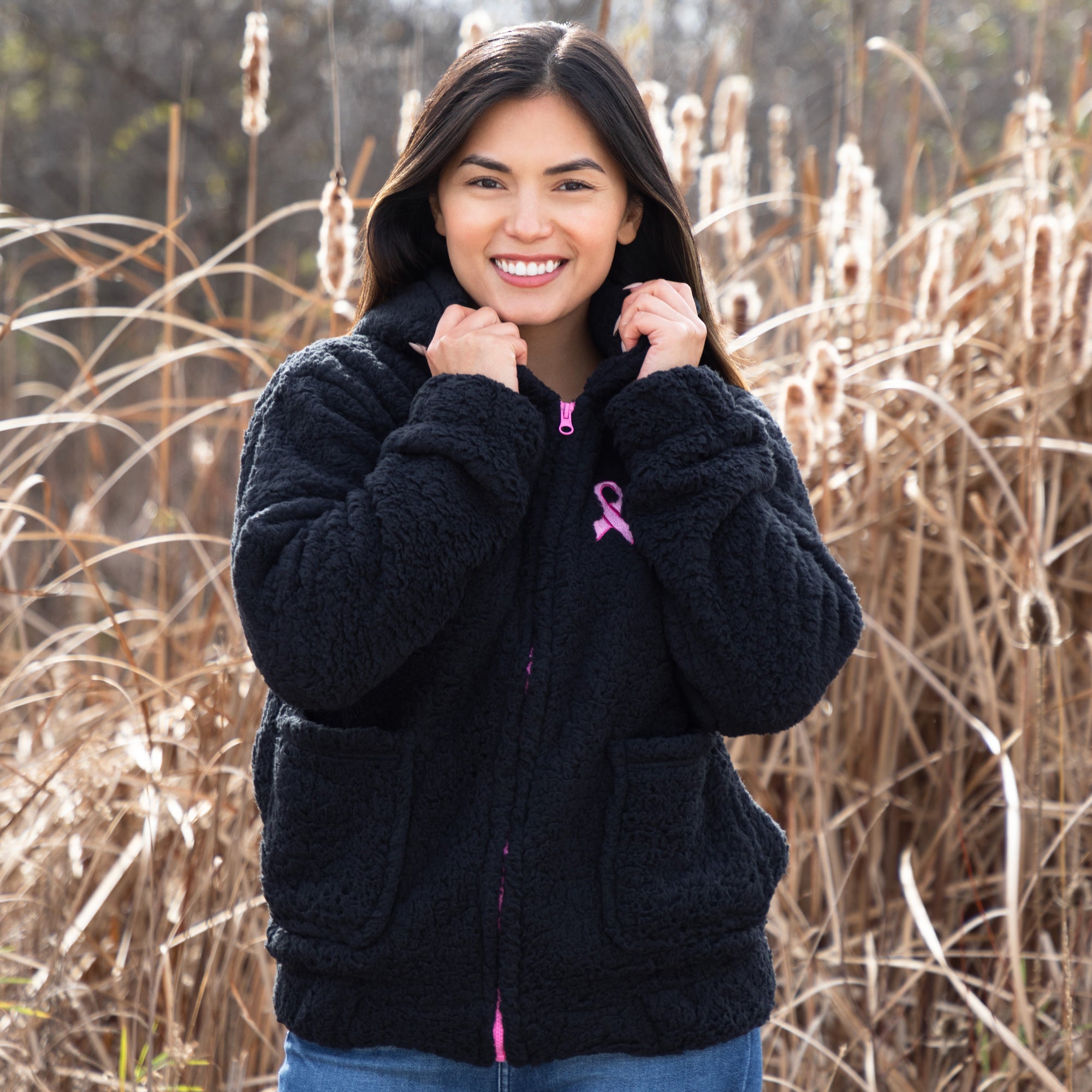 Premium Pink Ribbon Sherpa Fleece Hoodie - Ultimate Comfort & Awareness