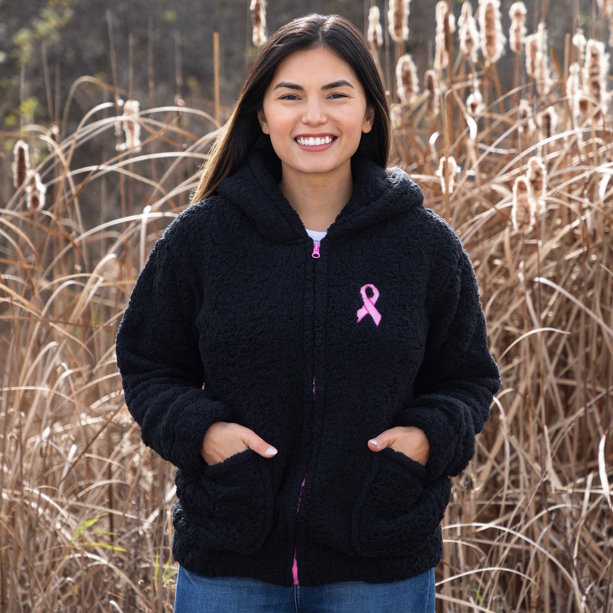 Premium Pink Ribbon Sherpa Fleece Hoodie - Ultimate Comfort & Awareness