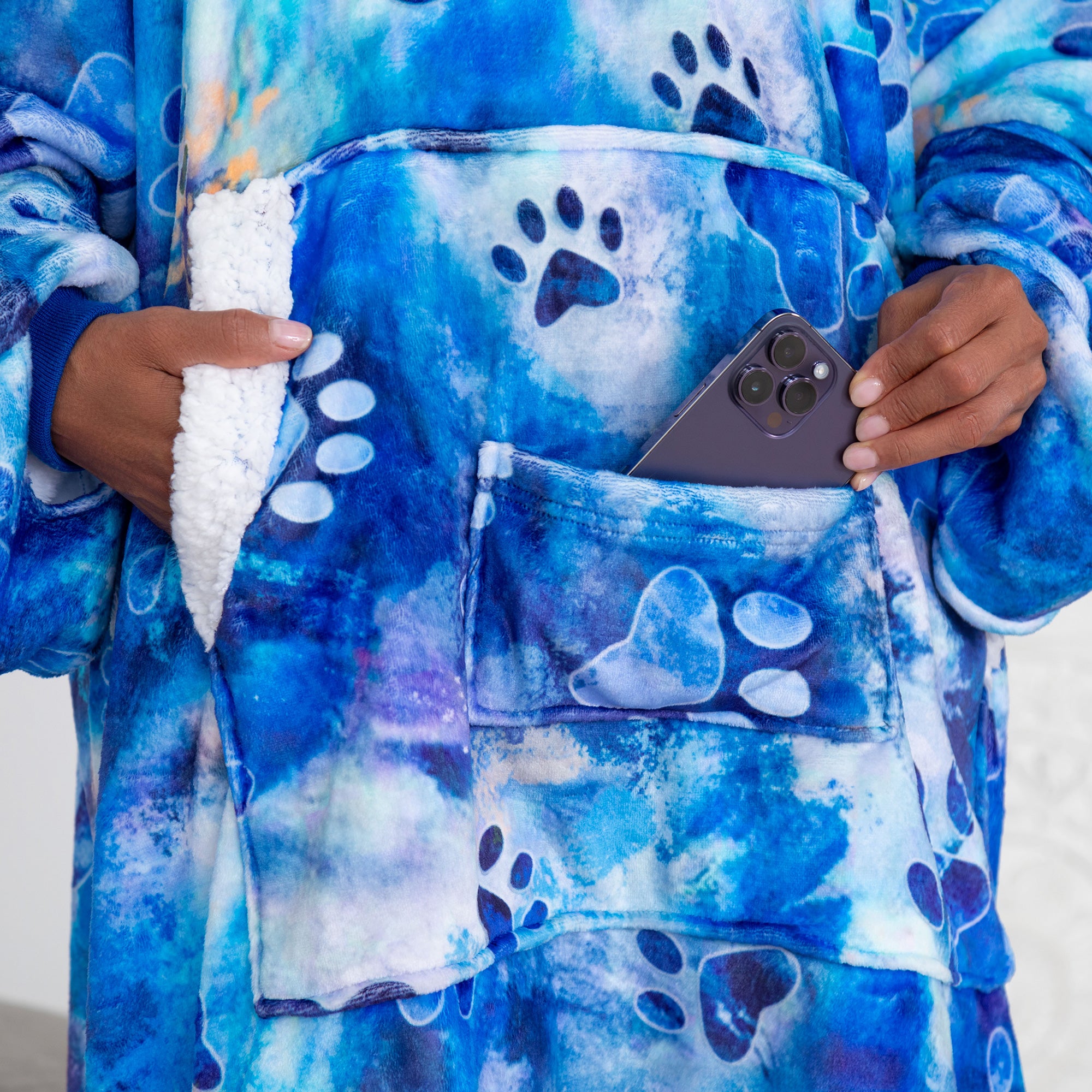 Ultimate Cozy Deluxe Paw Print Wearable Blanket Hoodie