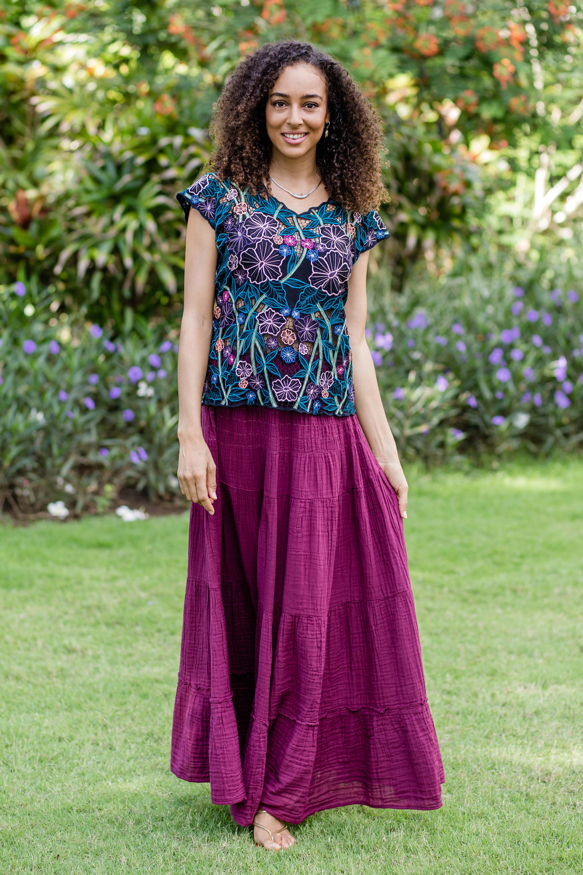 Premium Mulberry Thai Cotton Double Gauze Maxi Skirt - Ultimate Comfort & Style