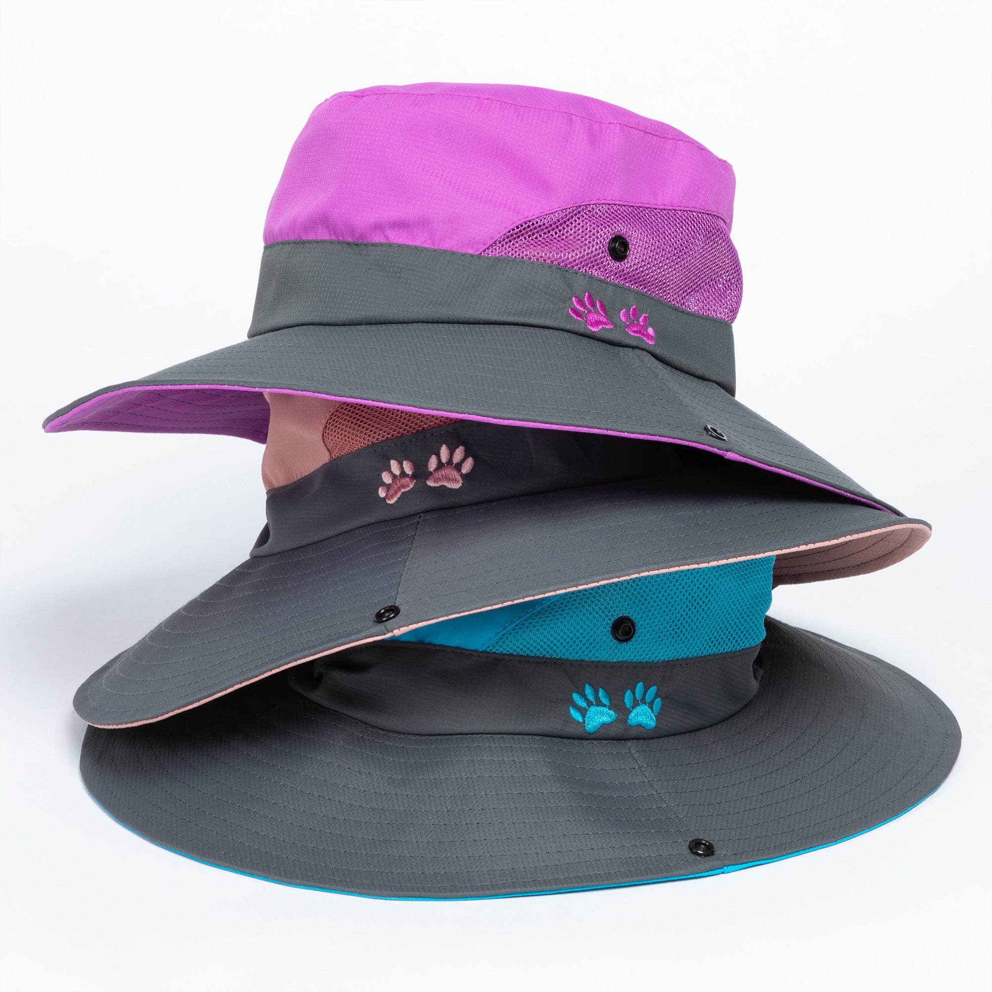 Premium Paw Print Embroidered Sun Hat with Ponytail Hole – Ultimate Outdoor Companion