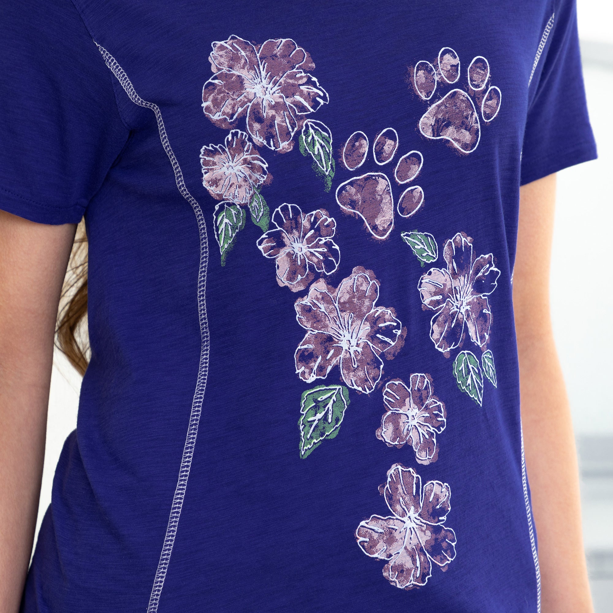 Premium Hibiscus & Paws Bamboo V-Neck Tee - Ultimate Comfort & Style