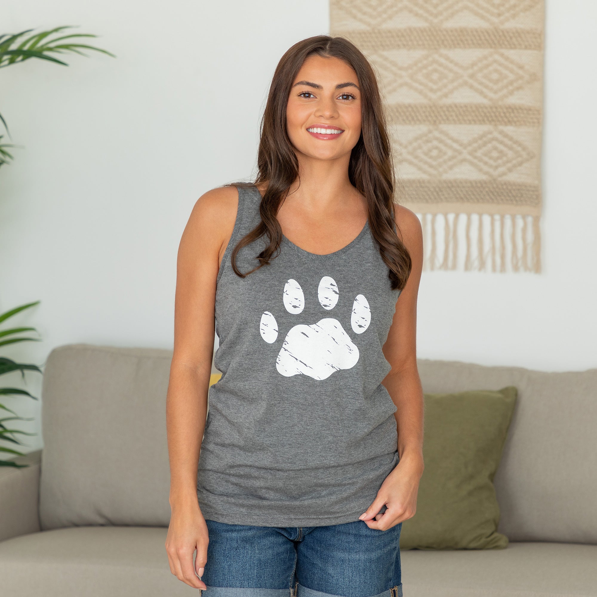 Premium Distressed Paw Print Tank Top - Ultimate Comfort & Style