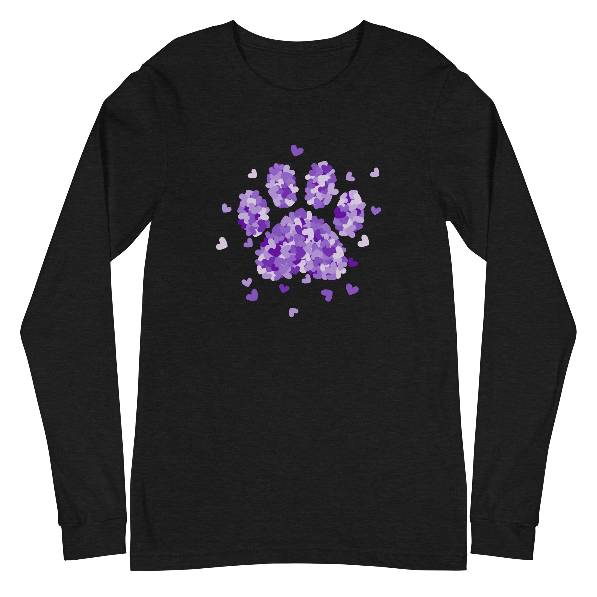 Premium Purple Paw Print of Hearts Long Sleeve Tee - Ultimate Comfort & Style