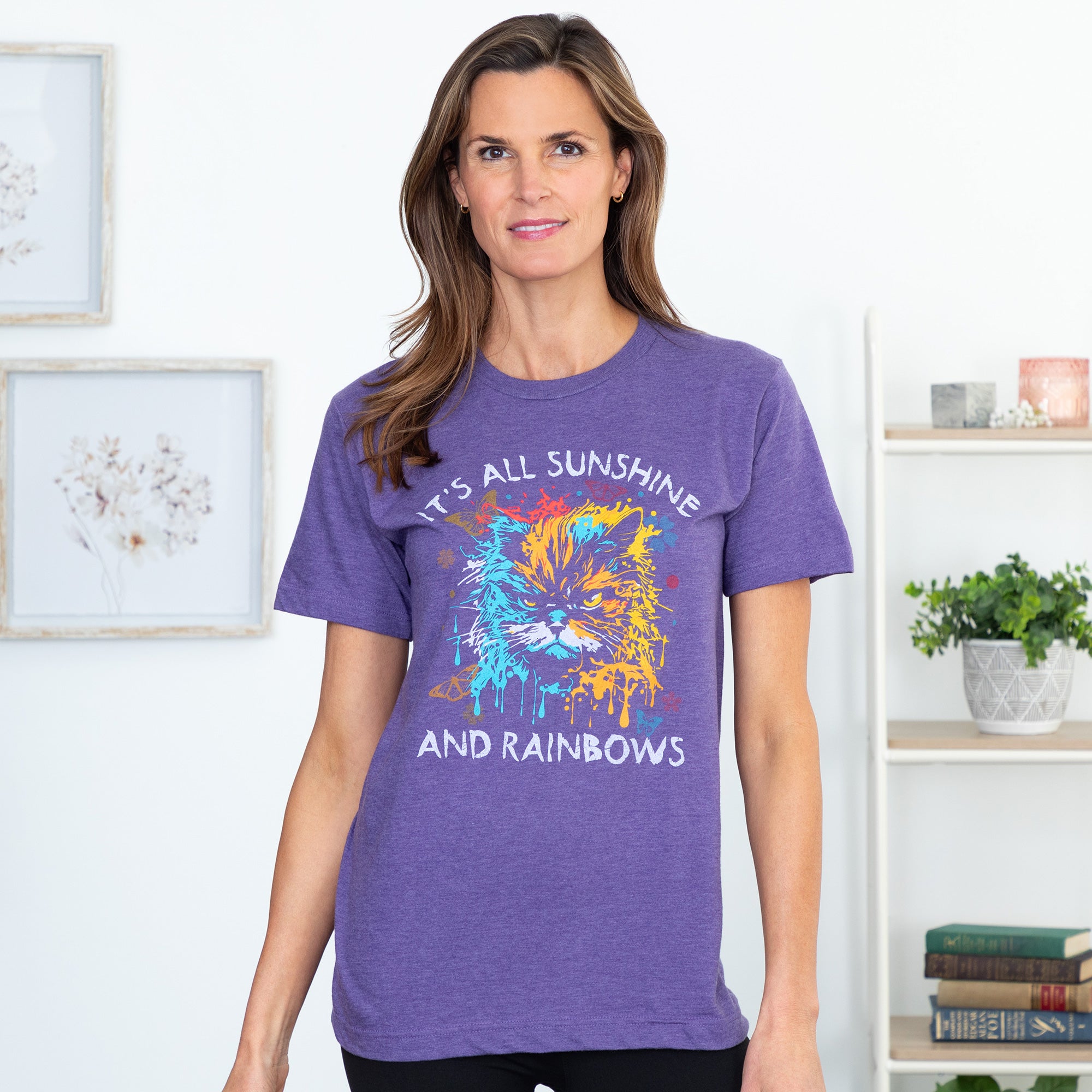 Premium It's All Sunshine And Rainbows Cat Graphic Tee