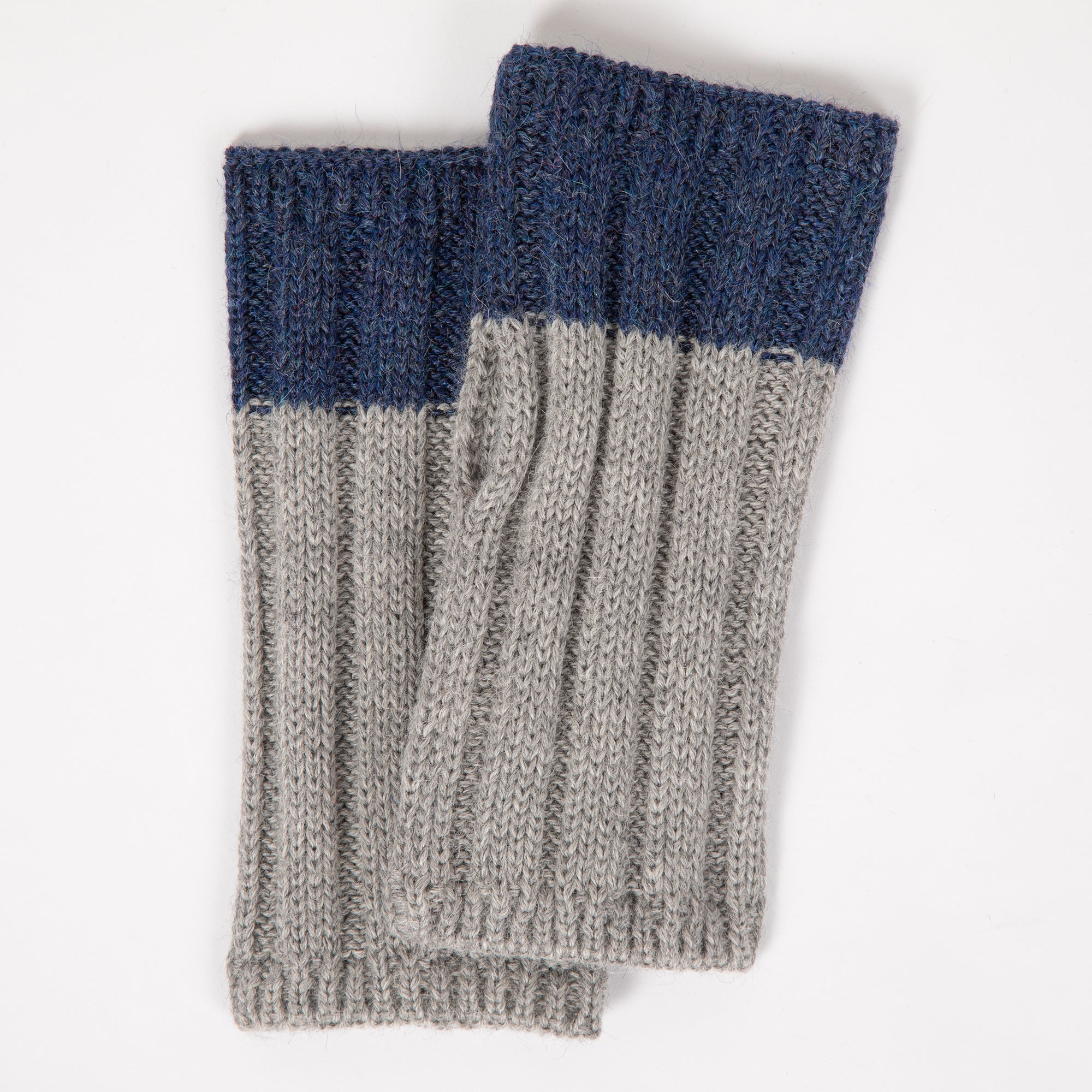 Premium Braided Two-Tone Baby Alpaca Fingerless Gloves