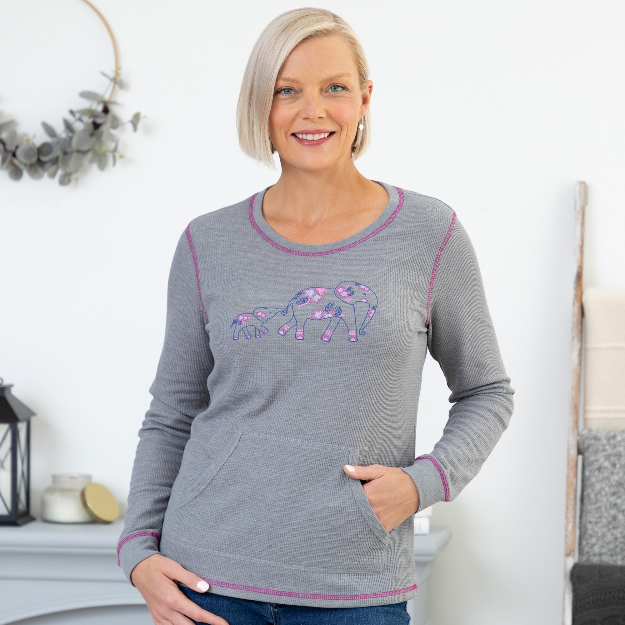 Premium Elephant Contrast Stitch Thermal Top - Ultimate Warmth & Style