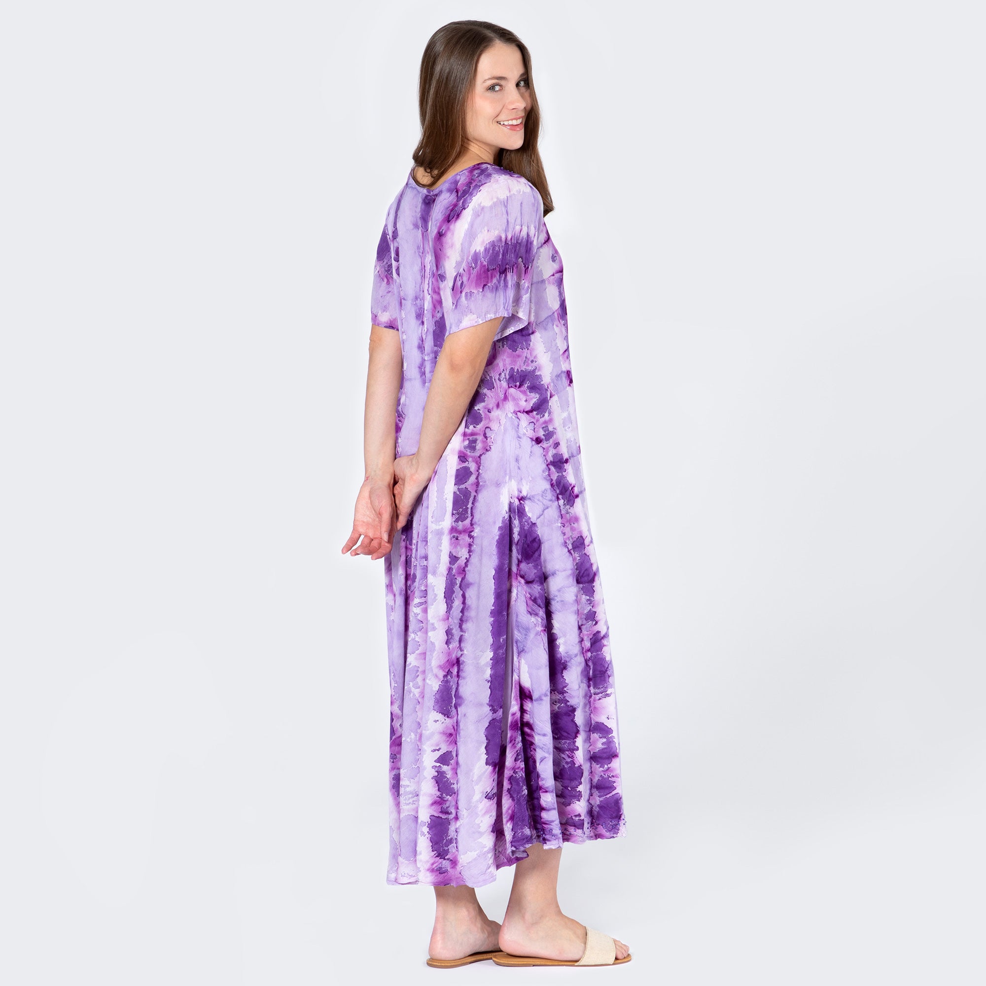 Premium Handmade Purple Tie-Dye Dress – Unique Artisan Design