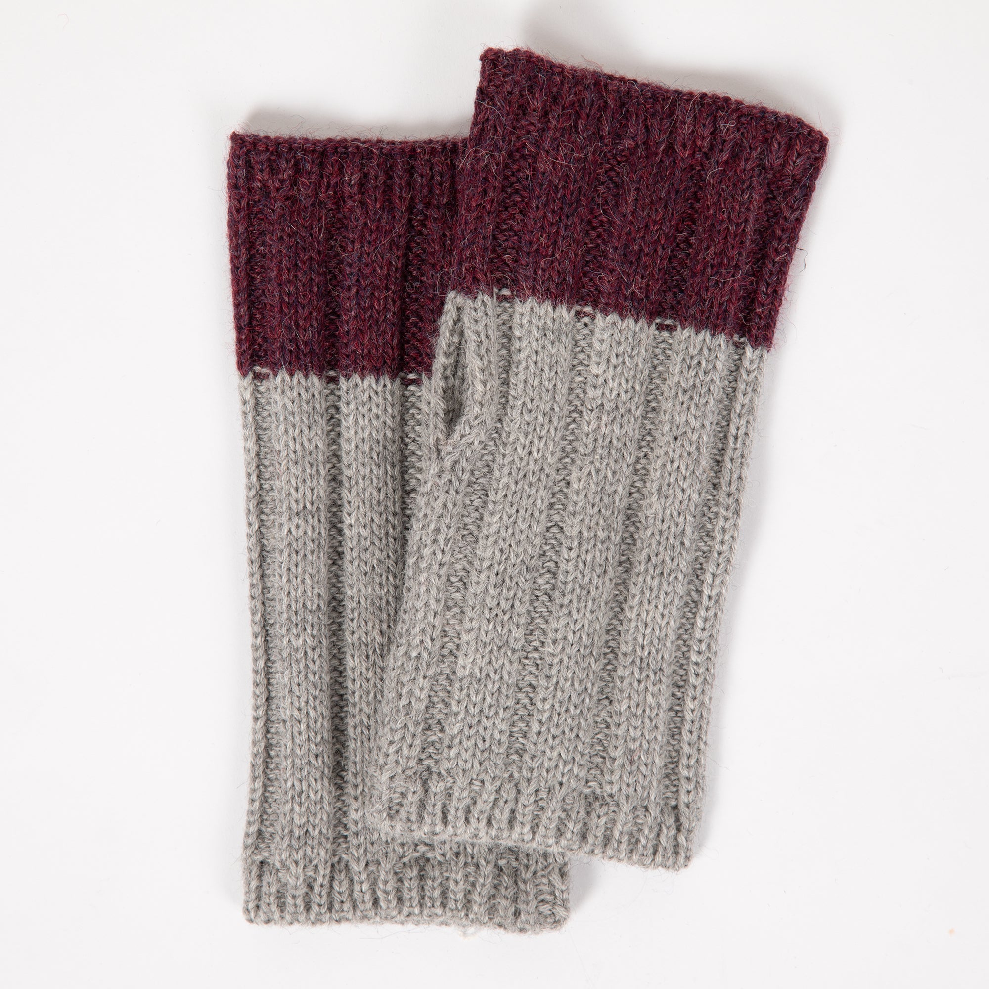 Premium Braided Two-Tone Baby Alpaca Fingerless Gloves