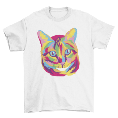 Premium Colorful Cat Face Graphic Tee - Unisex Cotton T-Shirt