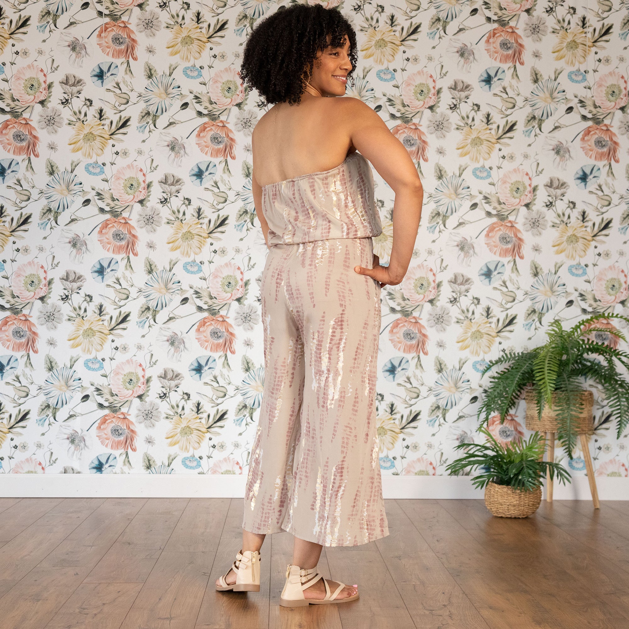 Bohemian Elegance: Saree-Inspired Strapless Jumpsuit