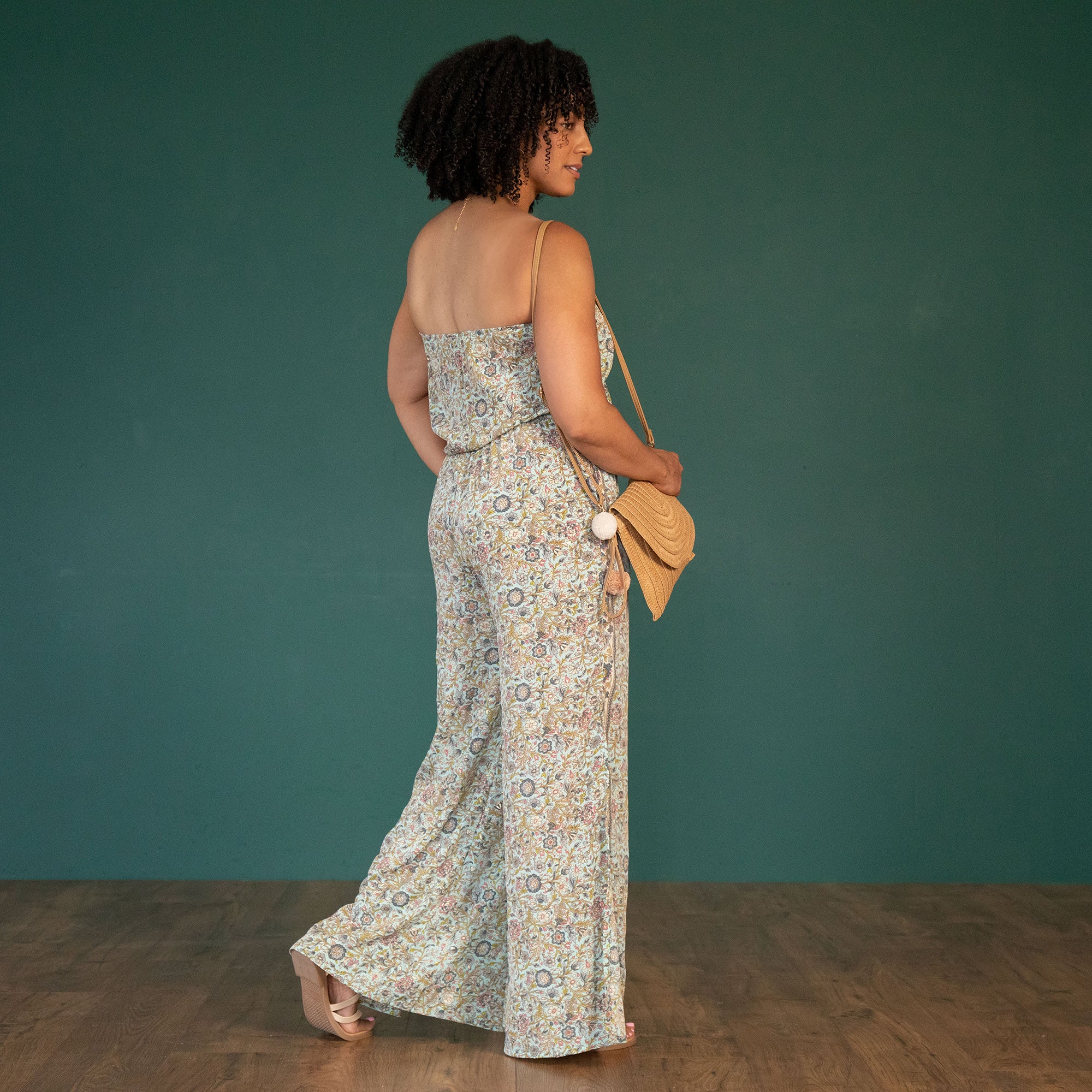 Bohemian Elegance: Saree-Inspired Strapless Jumpsuit