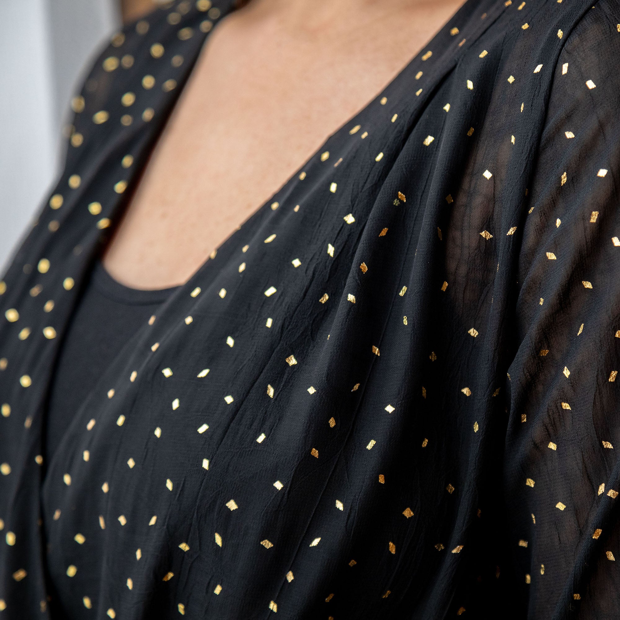 Premium Black & Gold Sheer Elegance Blouse