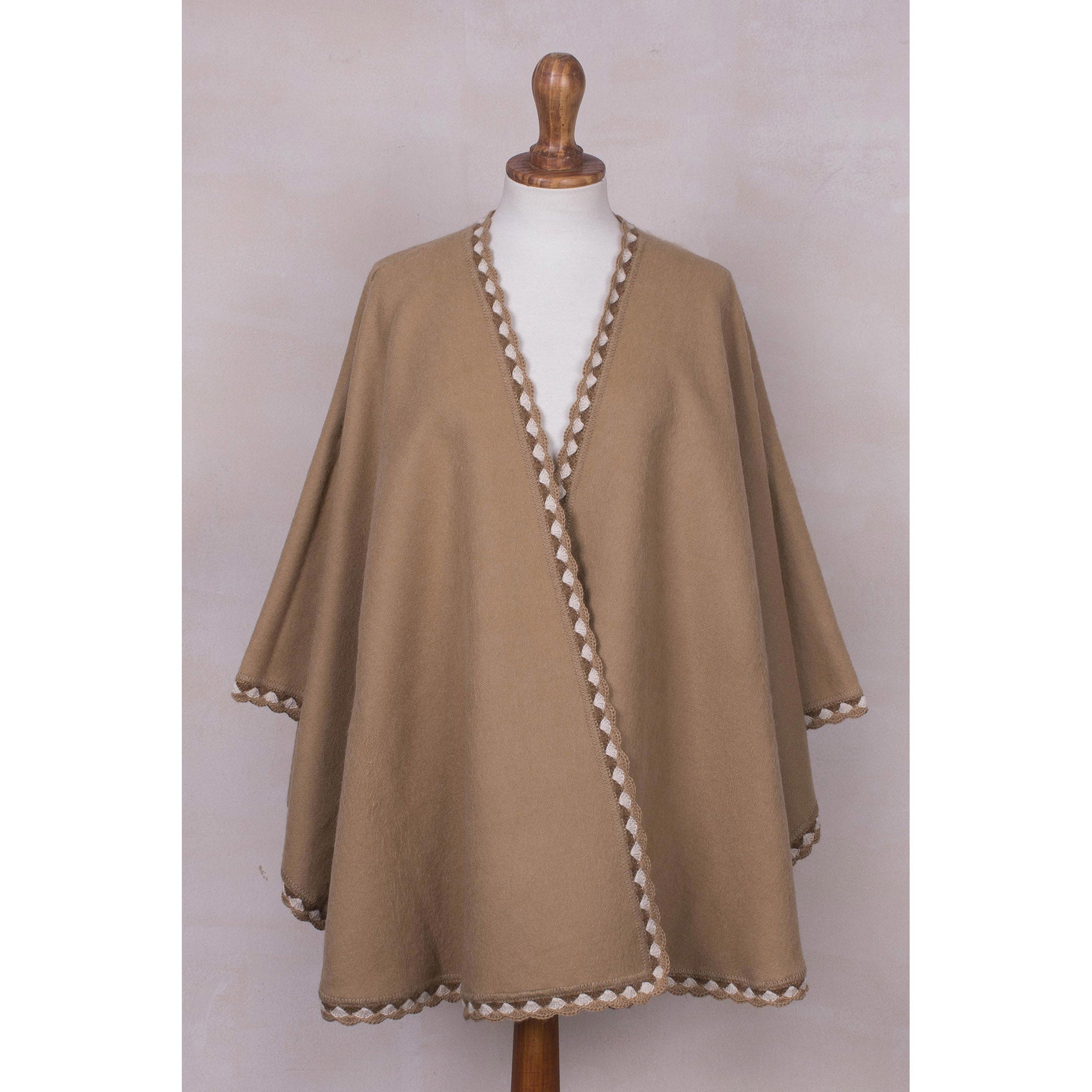 Premium Tan Alpaca Blend Ruana - Ultimate Cozy Holiday Wrap