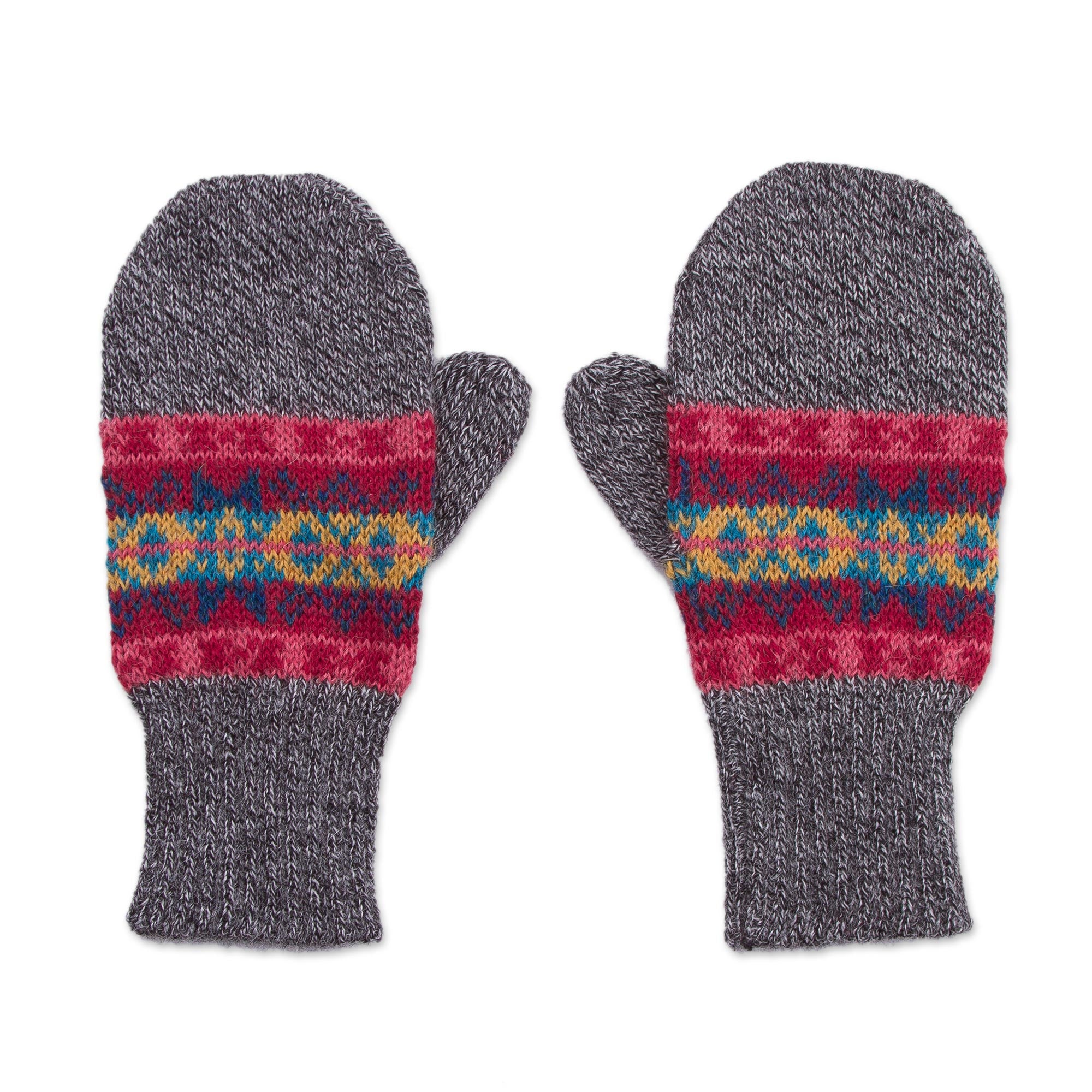 Premium Multicolored Inca Alpaca Mittens - Handcrafted in Peru