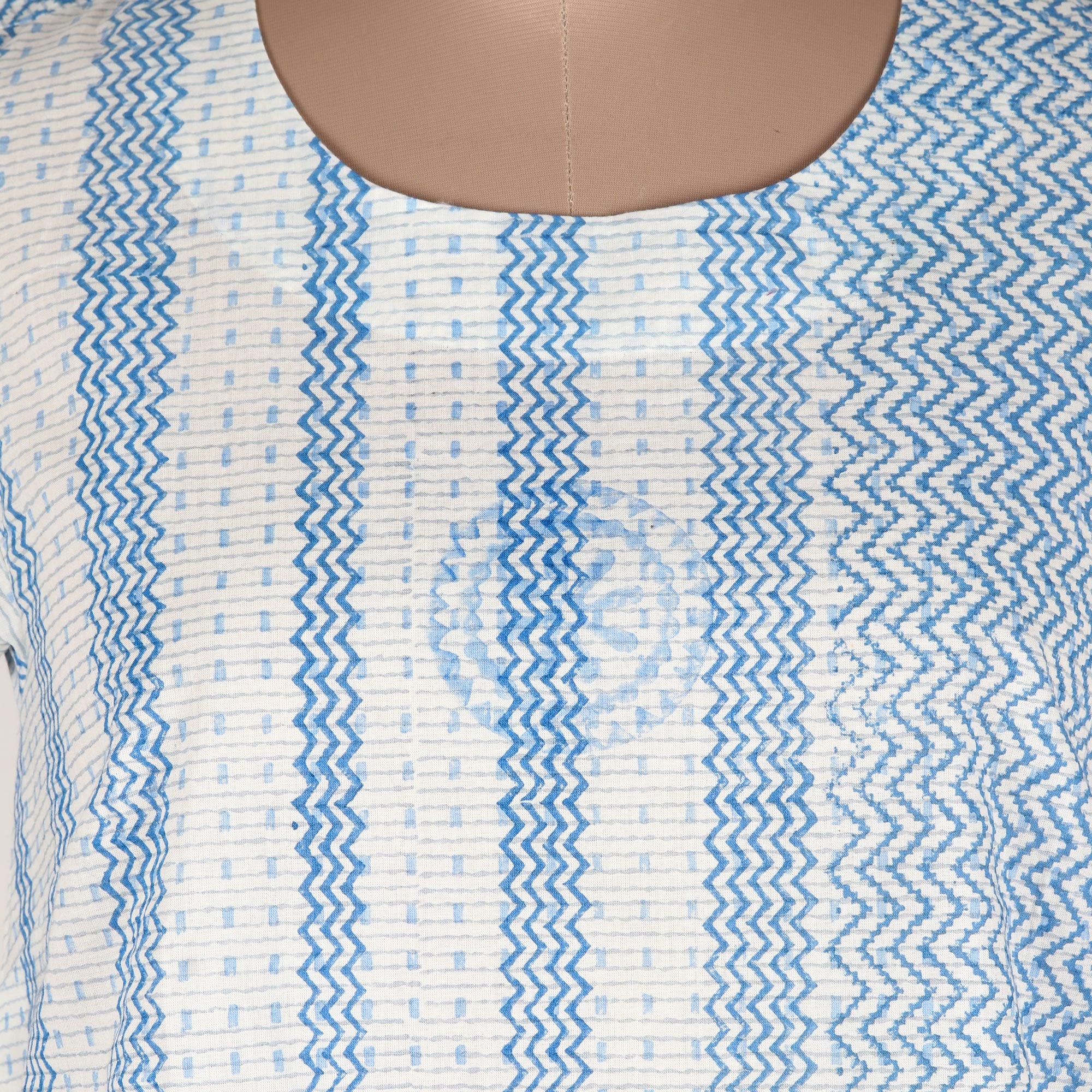 Premium Waves of Blue Handcrafted Cotton Top | Summer Essential