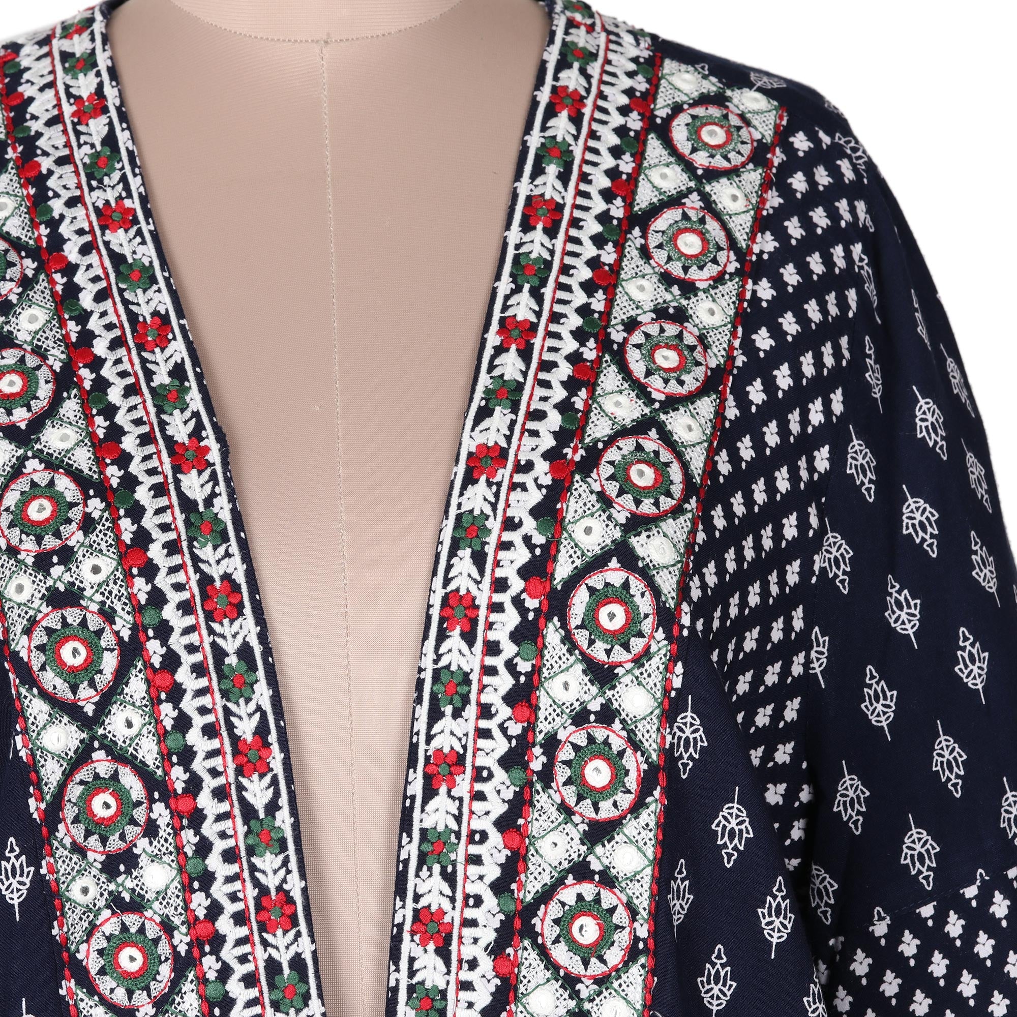 Premium Boho Embroidered Jacket - Midnight Blue