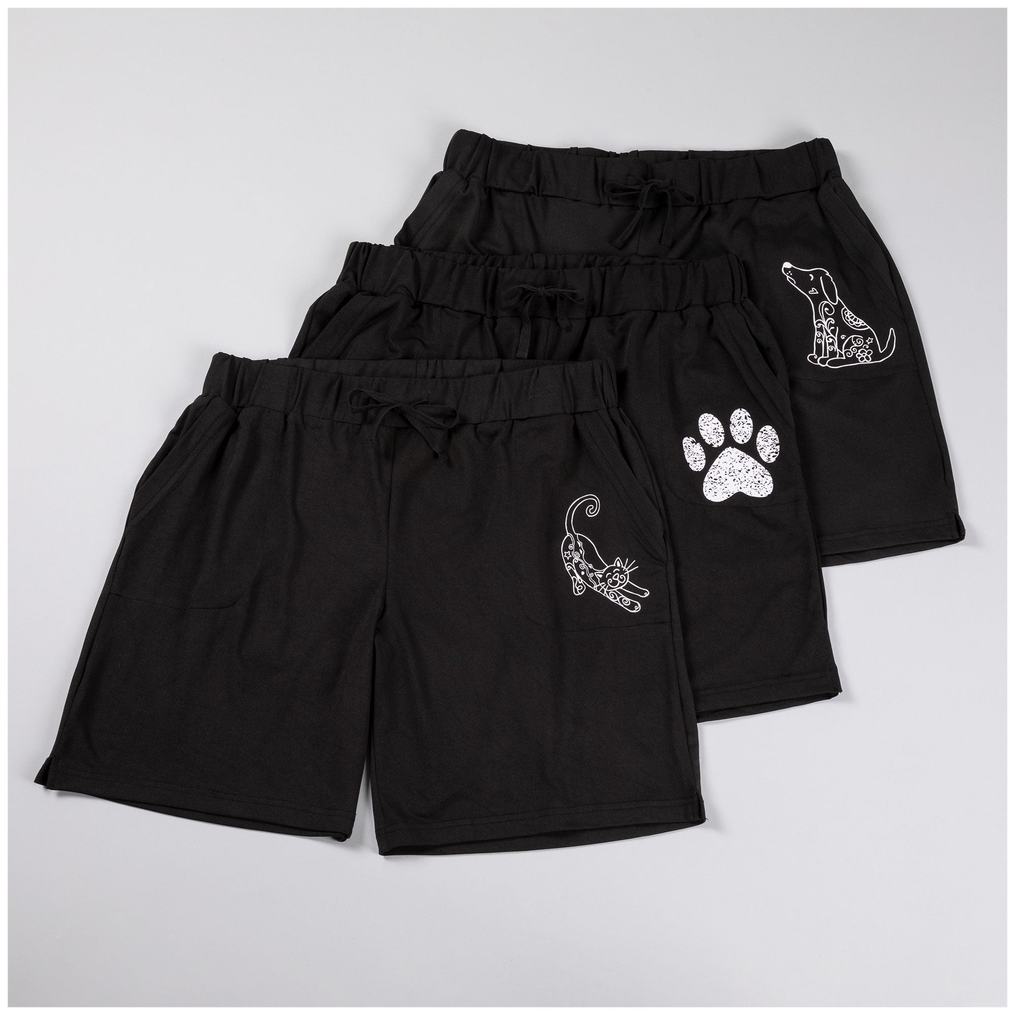 Premium Women's Black Drawstring Paw Bermuda Shorts - Ultimate Comfort & Style