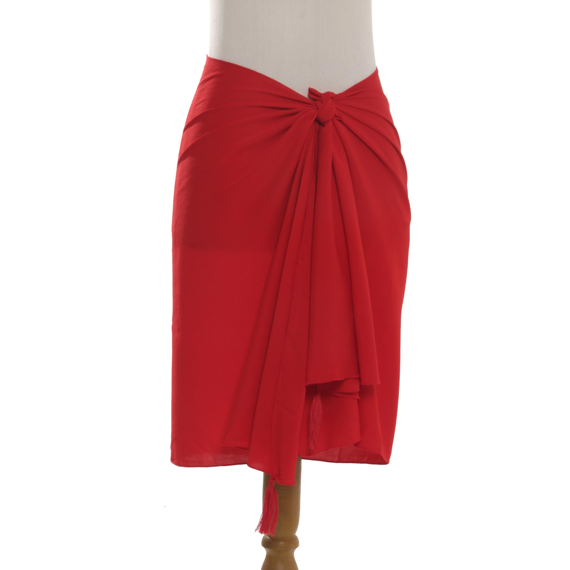 Premium Paradise Breeze Sarong - Handmade 100% Rayon Beach Wrap in Vibrant Red