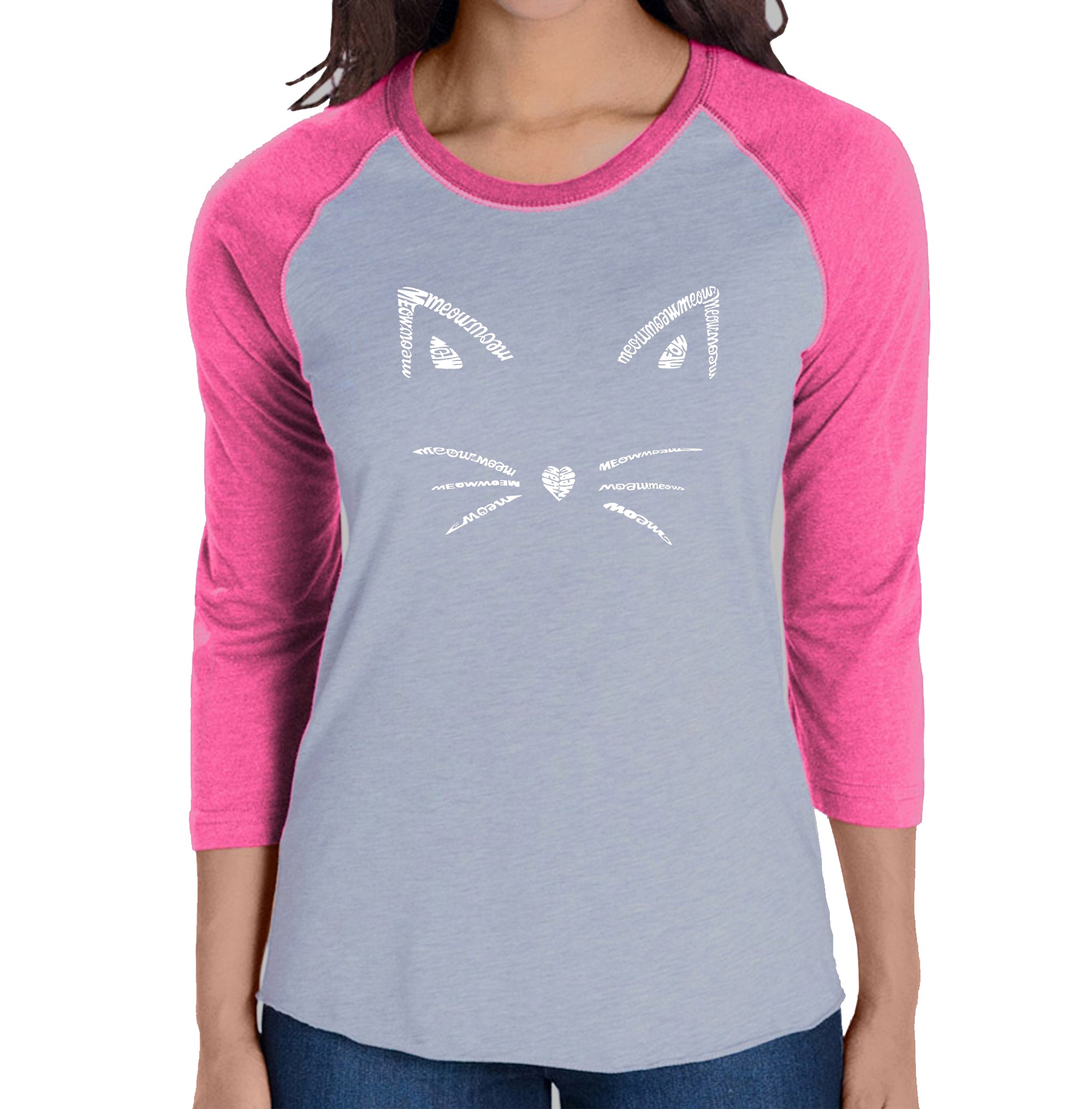 Premium Whiskers - Women's Raglan Baseball Word Art T-Shirt