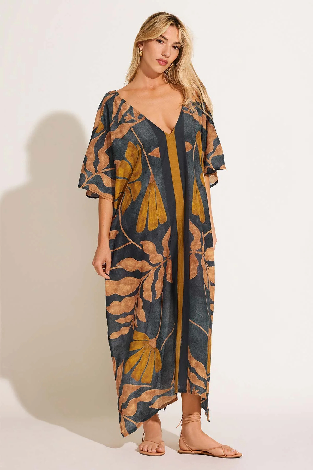 Premium Vitamin A Cerise Caftan - Kelp Flower Print