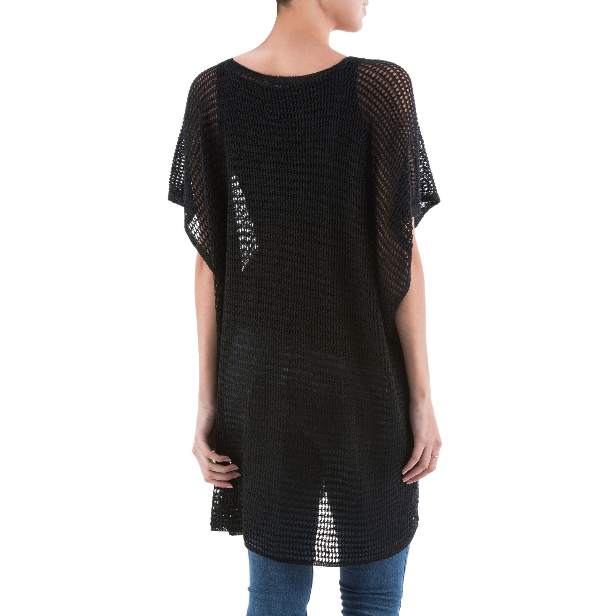 Premium Black Dreamcatcher Knit Tunic - Handmade Luxury