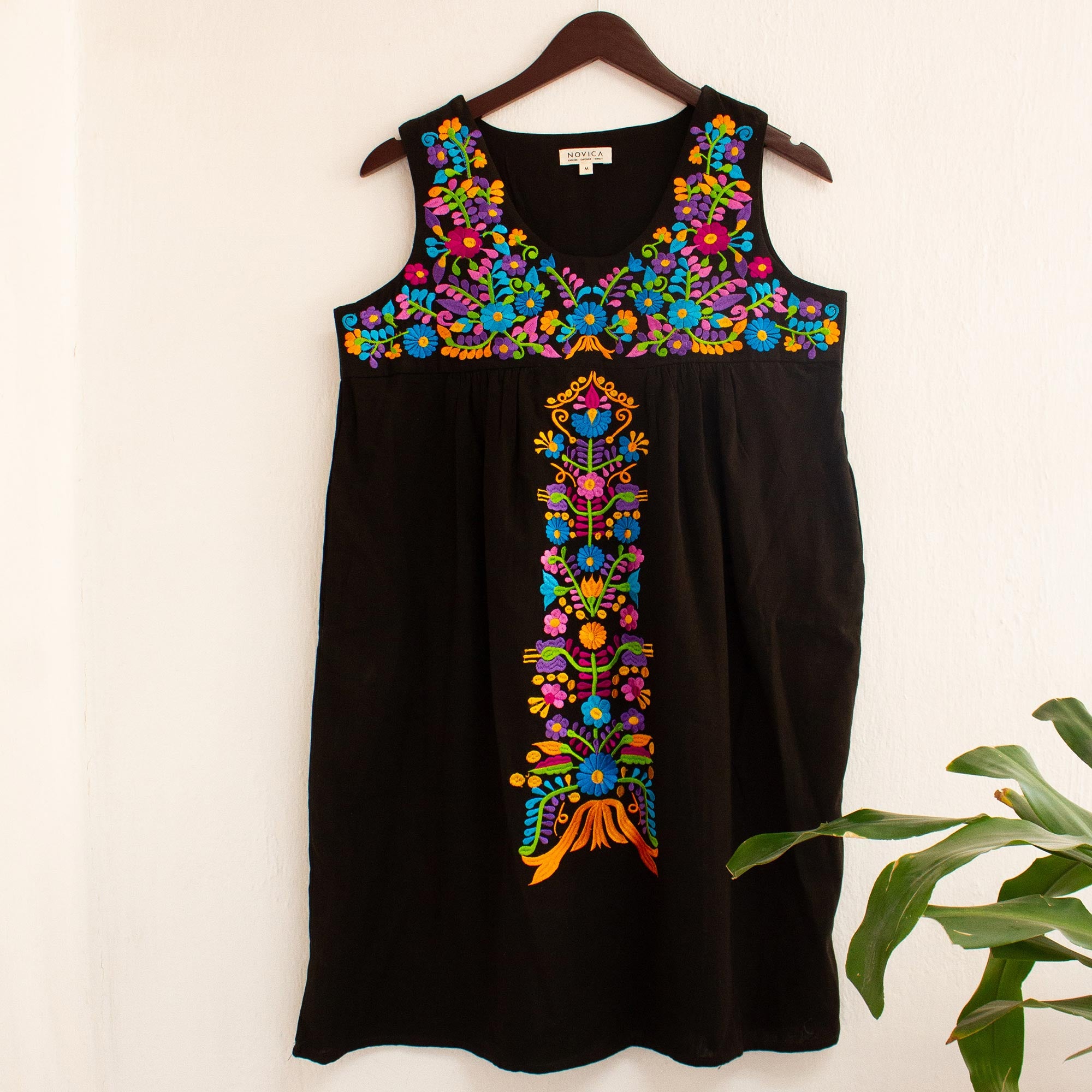 Premium Hand-Embroidered Black Cotton Dress | Chapala Breeze Collection