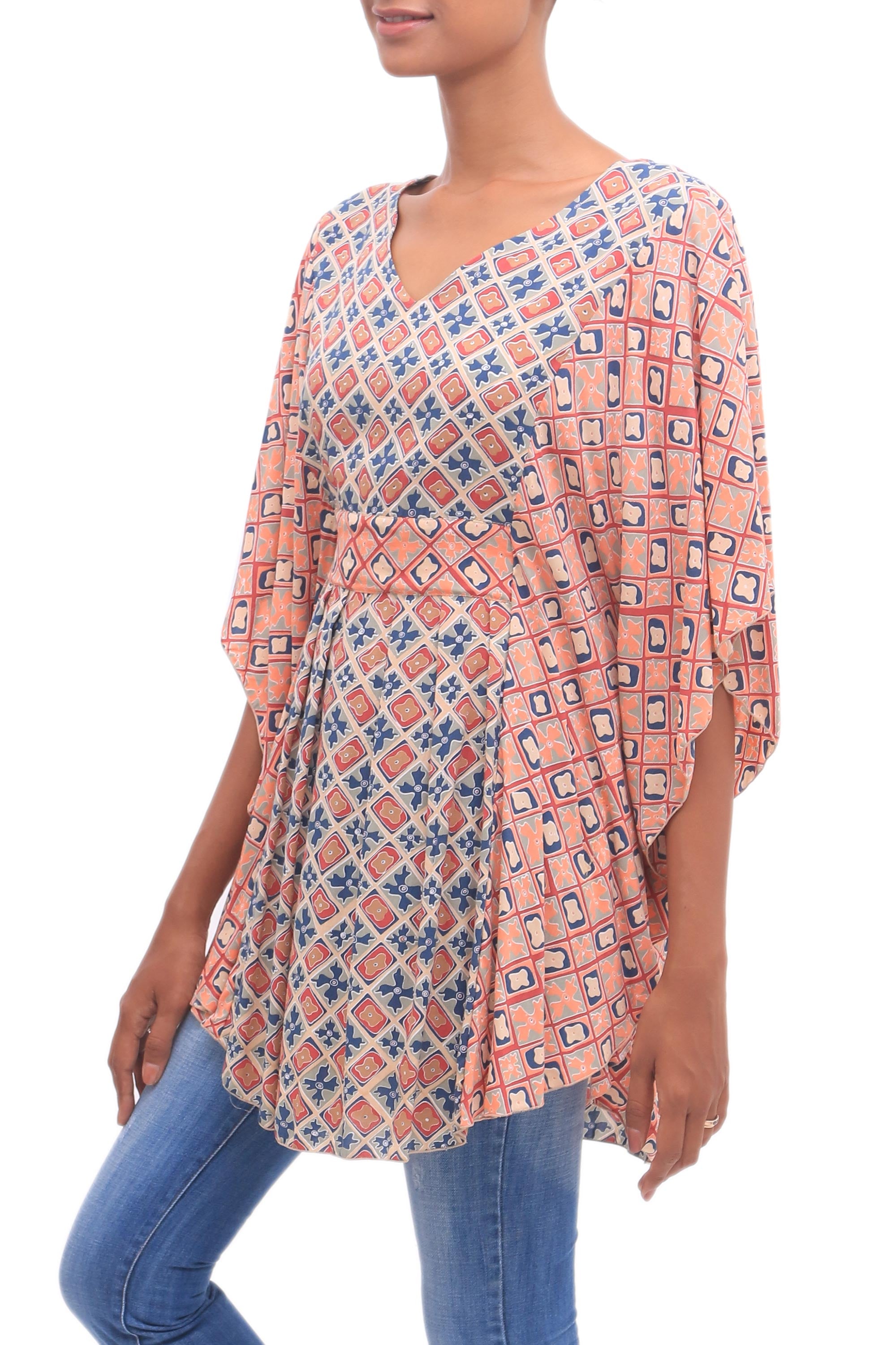 Premium Kelud Crisscross Printed Rayon Blouse – Chic Bali Design