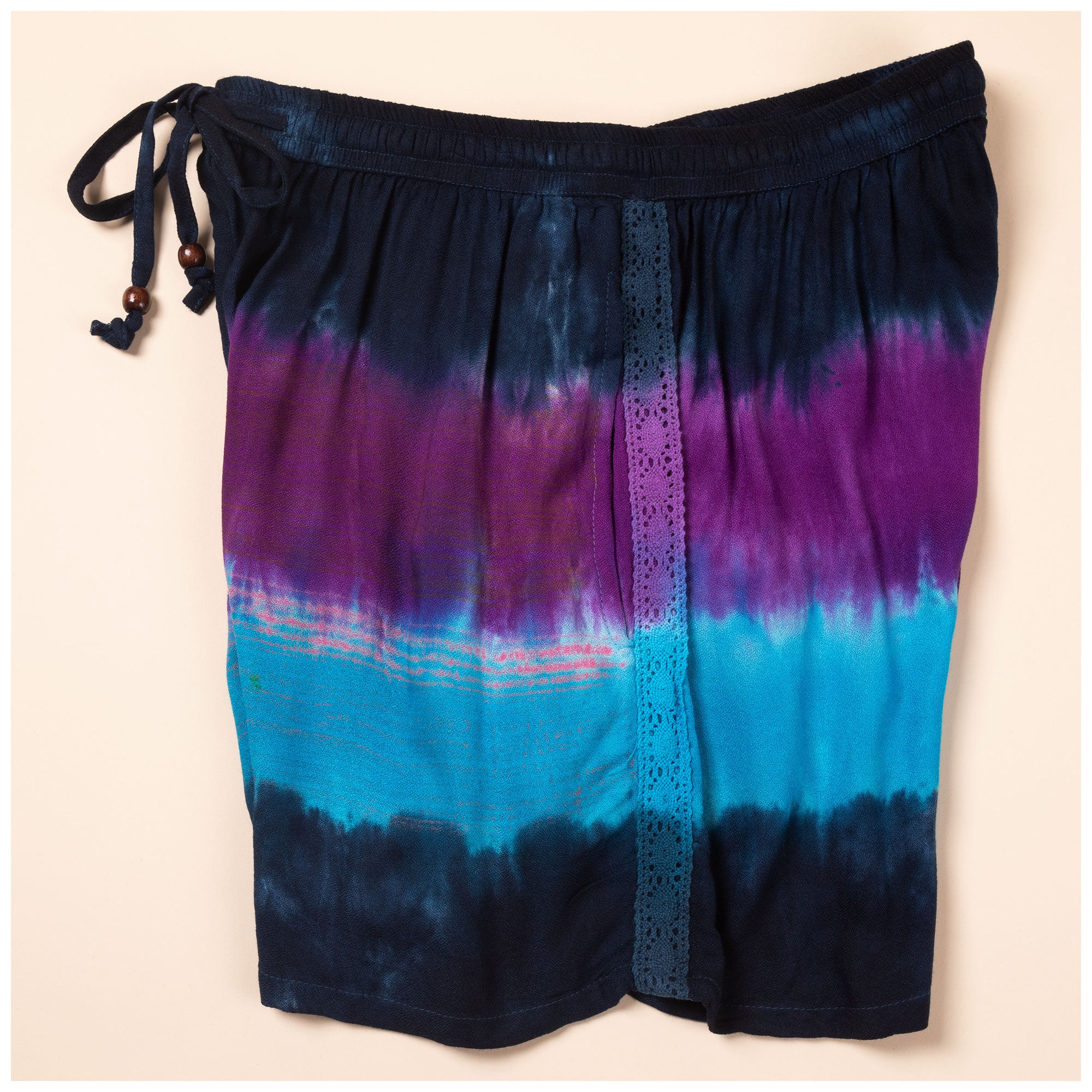 Premium Handcrafted Ocean Waves Drawstring Shorts