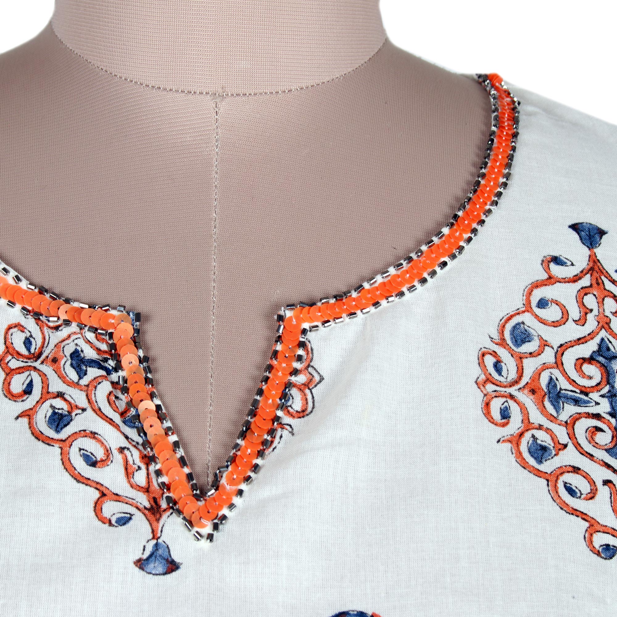 Premium Mughal Glory Handcrafted Cotton Tunic - Exquisite Indian Block-Print Design