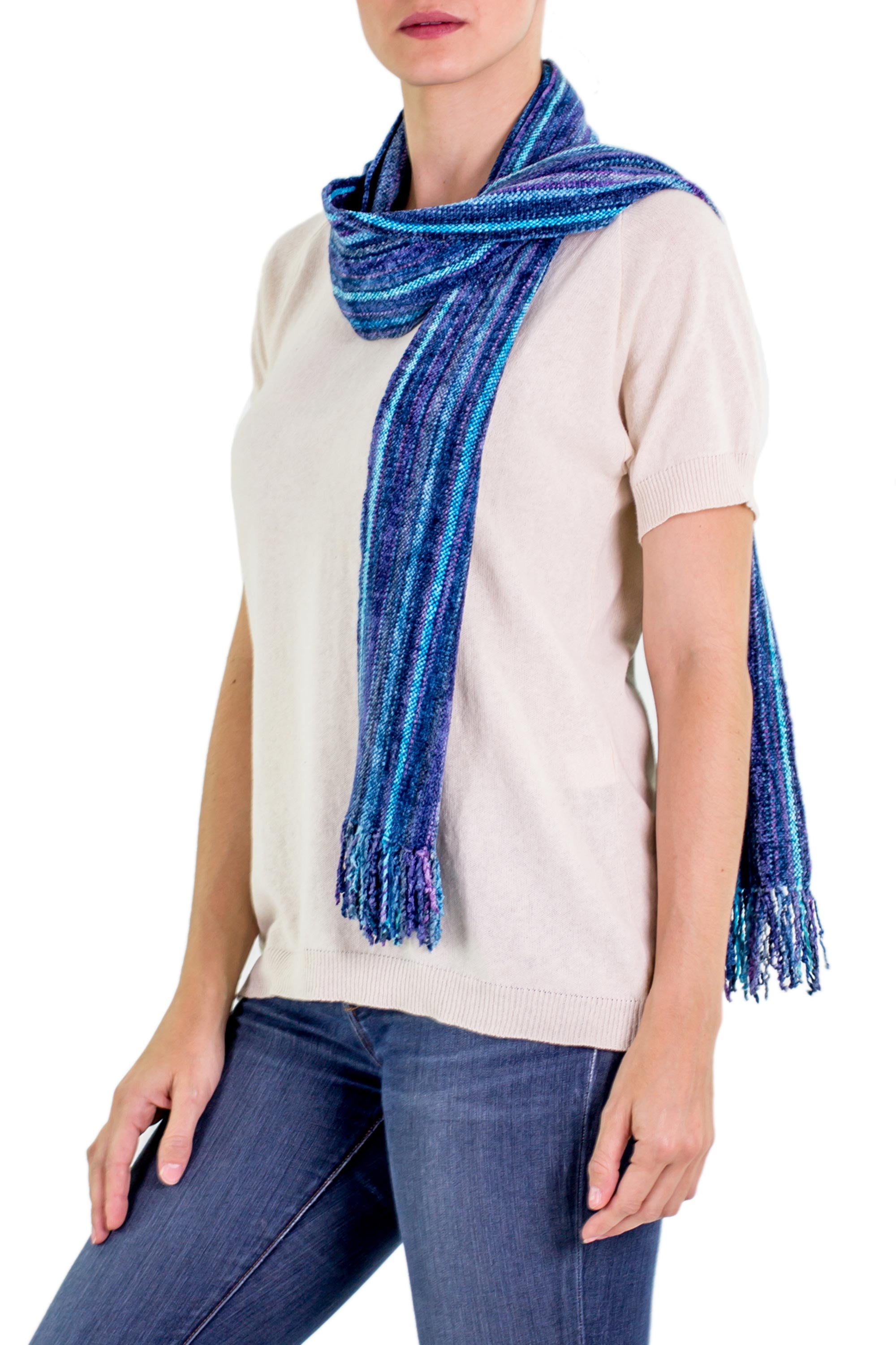 Premium Sapphire Traditions Blue Bamboo Chenille Scarf – Ultimate Comfort & Style