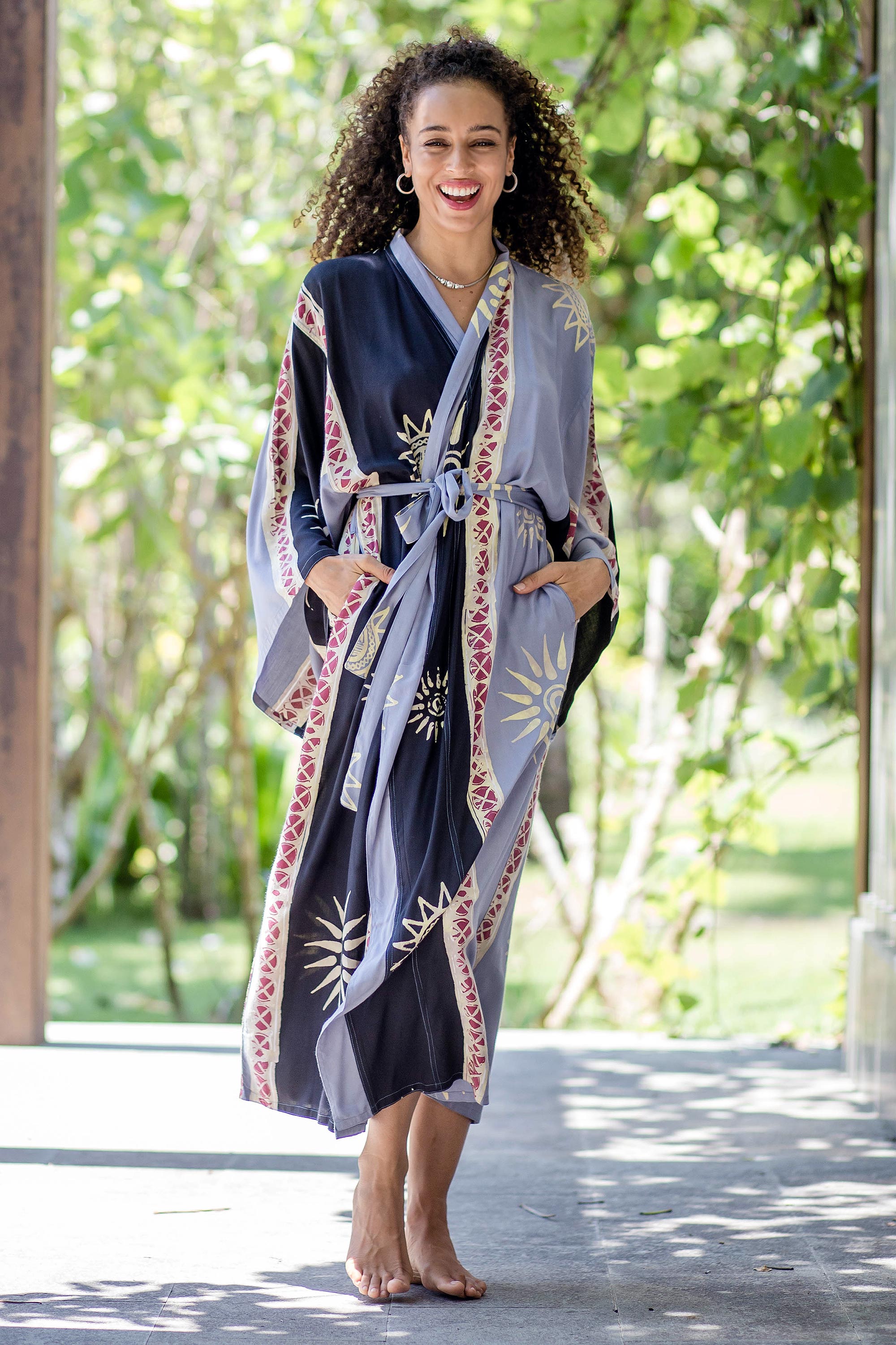 Premium Chakra Burst Batik Rayon Robe - Handcrafted in Bali