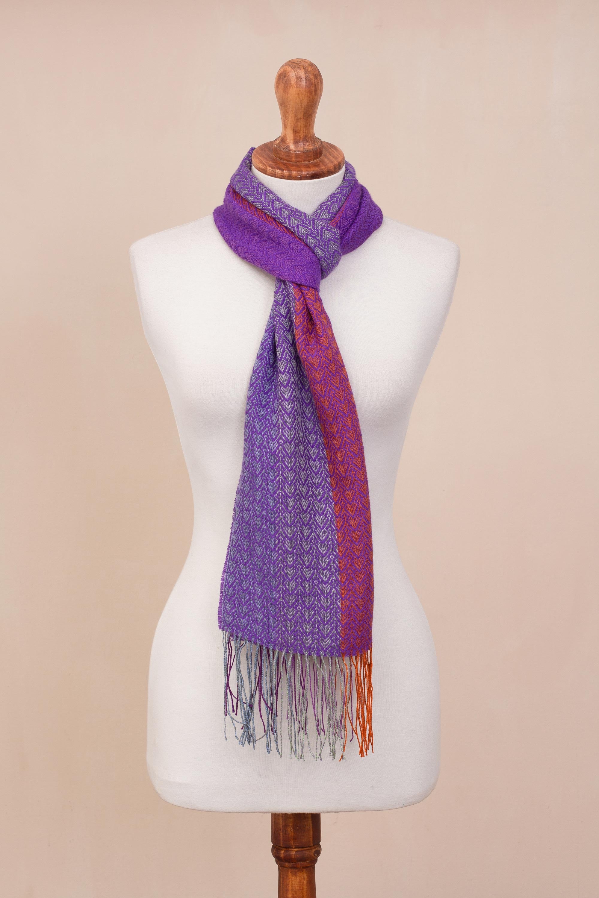 Premium Handwoven Alpaca Blend Striped Wrap Scarf from Peru – Perfect Harmony