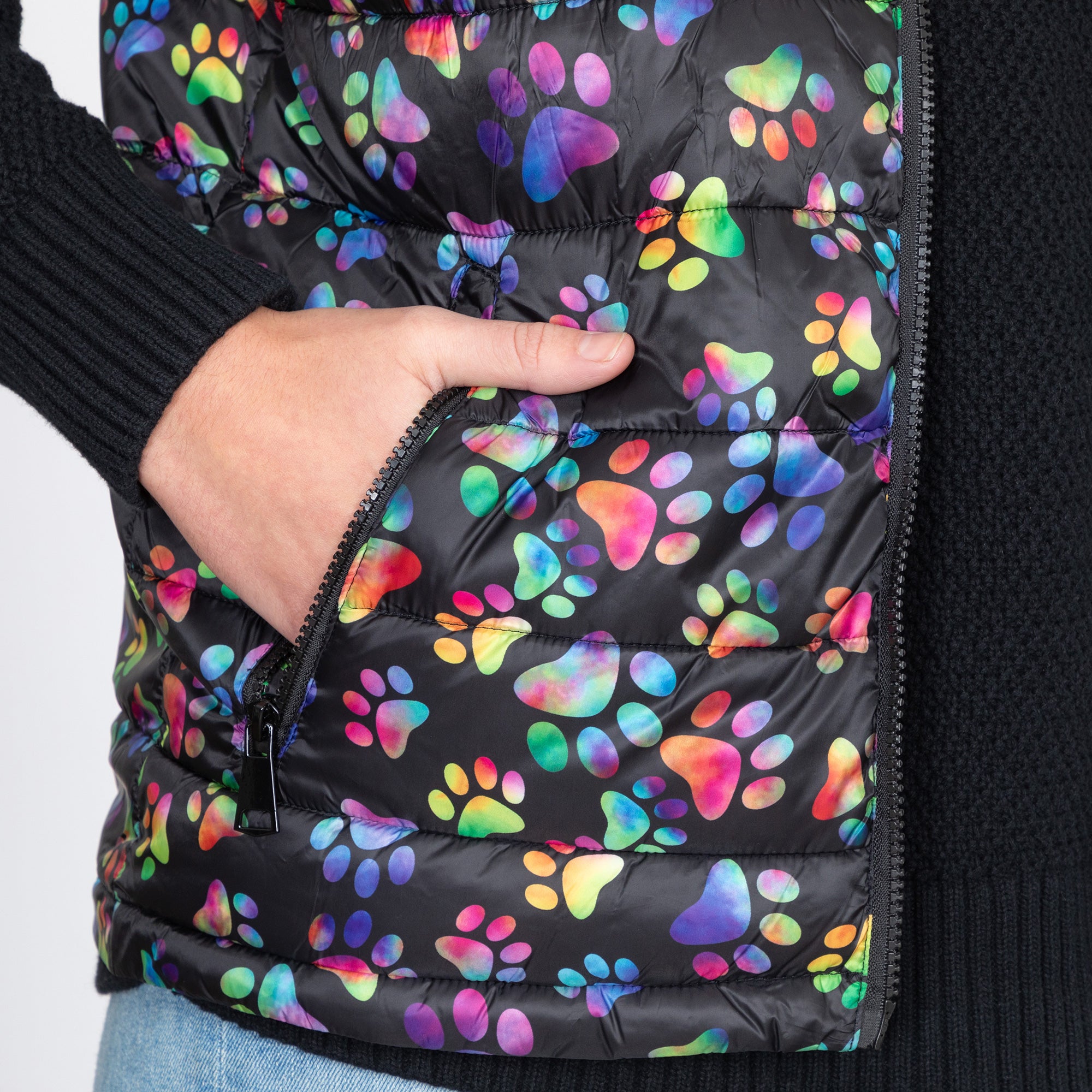 Ultimate Paw Print Quilted Nylon Vest - Bold & Bright