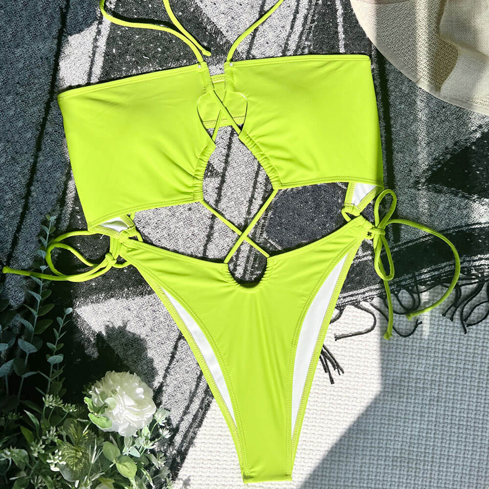 Ultimate Neon Tie-Side High-Cut Cheeky One-Piece Swimsuit